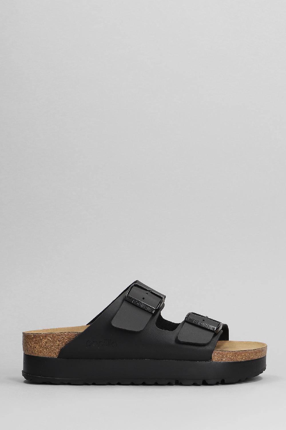 Deliberti Birkenstock Sandali flats arizona in pelle nera cod. 401212 - Deliberti The Luxury Shopping