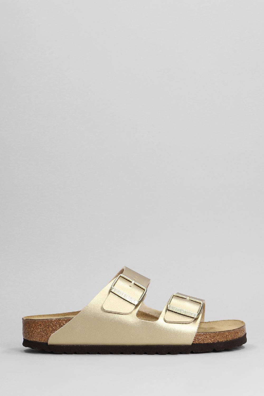Deliberti Birkenstock Sandali flats arizona in pelle oro cod. 401602 - Deliberti The Luxury Shopping