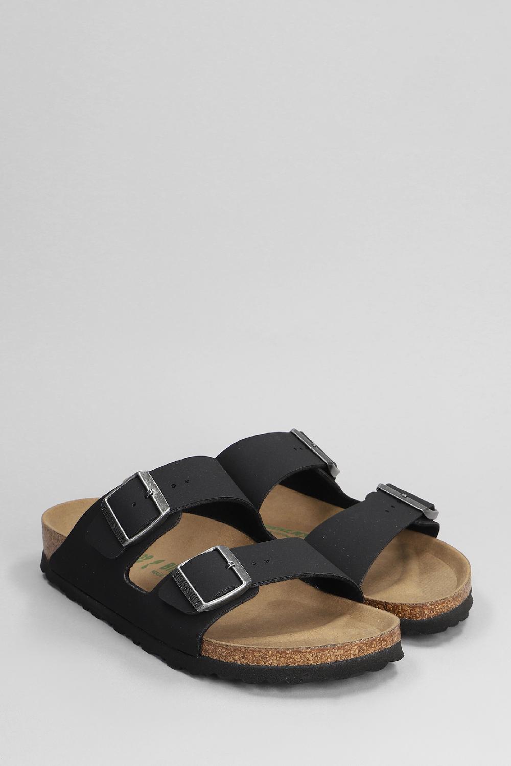 Deliberti Birkenstock Sandali Flats Arizona In Sintetico Nero Cod. 401601 - Deliberti The Luxury Shopping