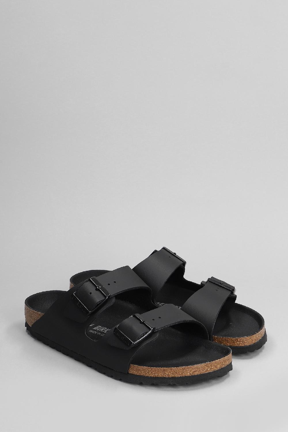 Deliberti Birkenstock Sandali Flats Arizona In Sintetico Nero Cod. 401396 - Deliberti The Luxury Shopping