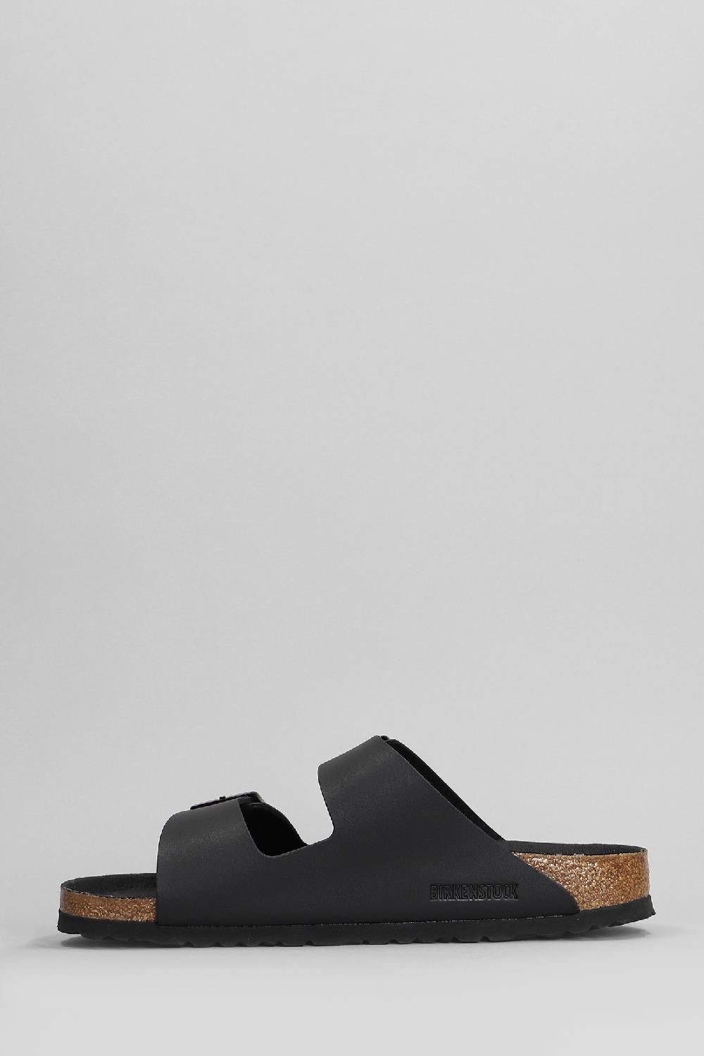 Deliberti Birkenstock Sandali Flats Arizona In Sintetico Nero Cod. 401396 - Deliberti The Luxury Shopping