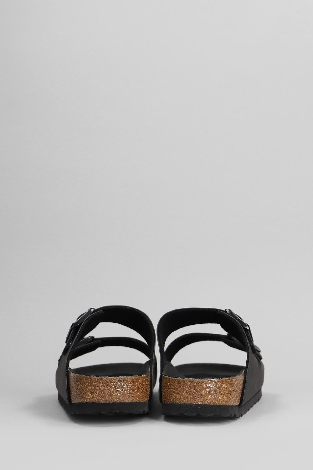 Deliberti Birkenstock Sandali Flats Arizona In Sintetico Nero Cod. 401396 - Deliberti The Luxury Shopping