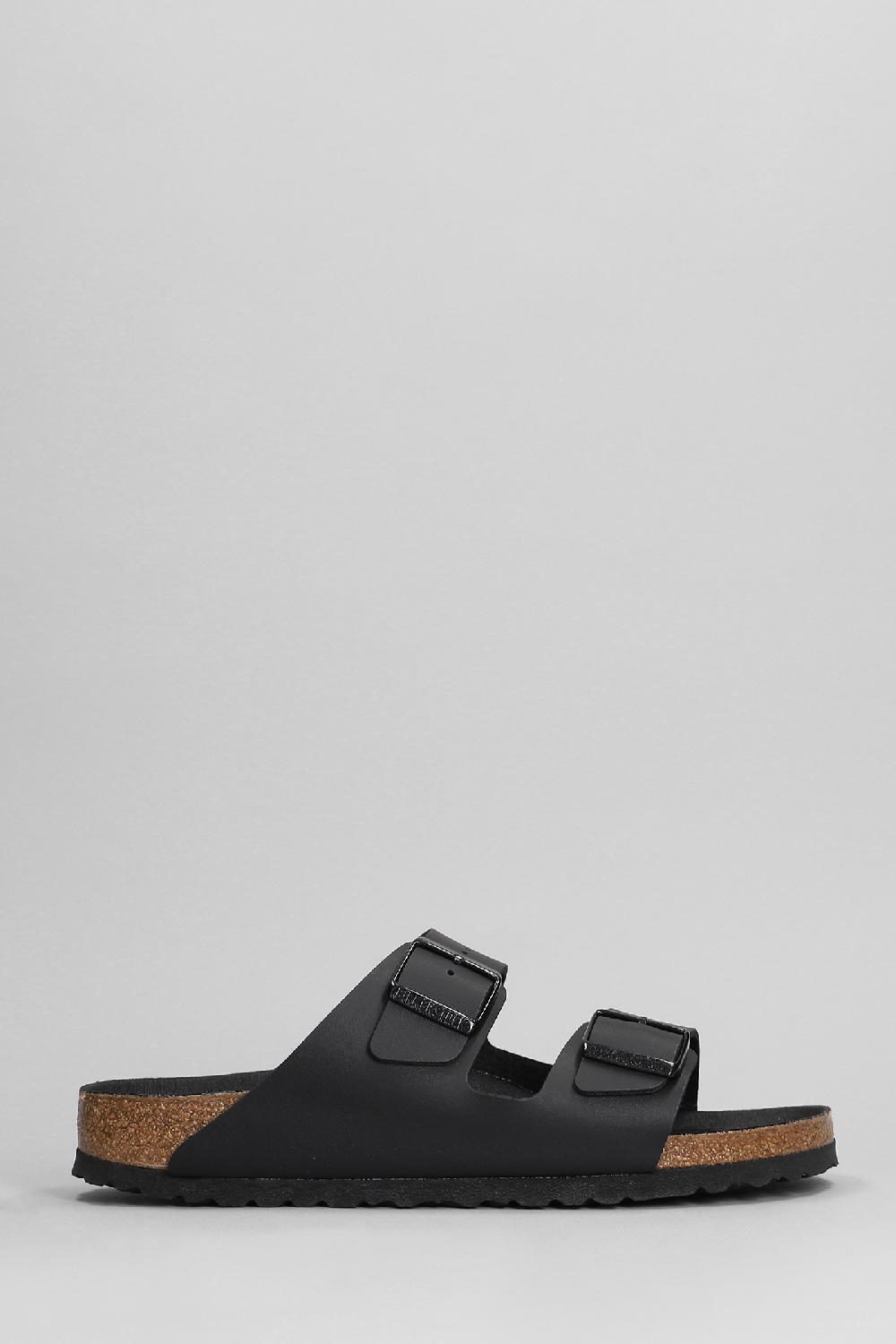 Deliberti Birkenstock Sandali flats arizona in sintetico nero cod. 401396 - Deliberti The Luxury Shopping