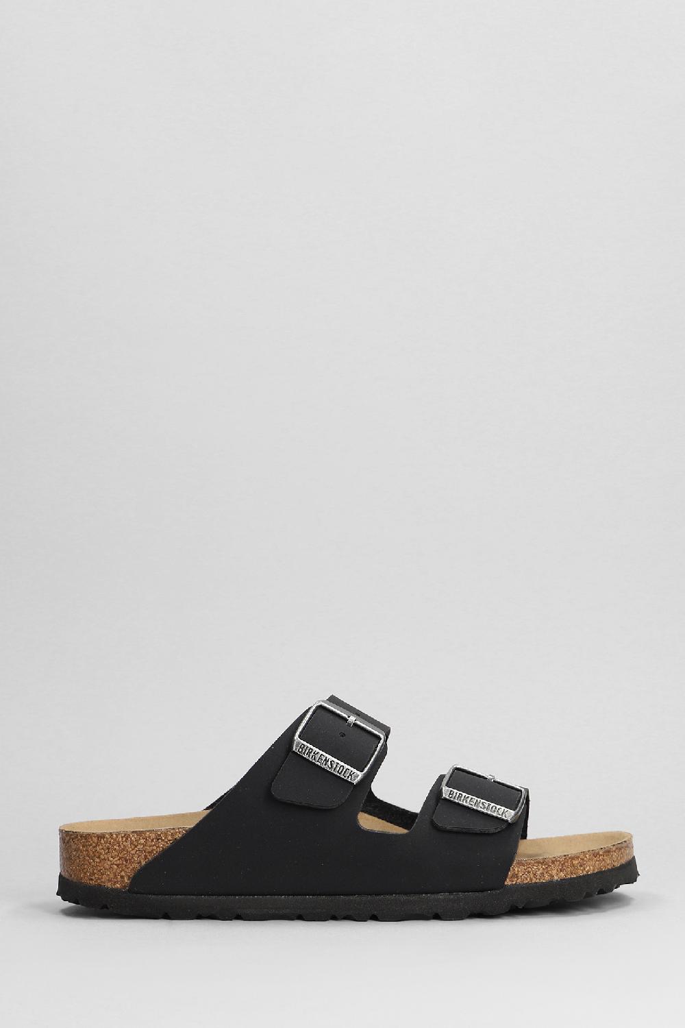 Deliberti Birkenstock Sandali flats arizona in sintetico nero cod. 401601 - Deliberti The Luxury Shopping