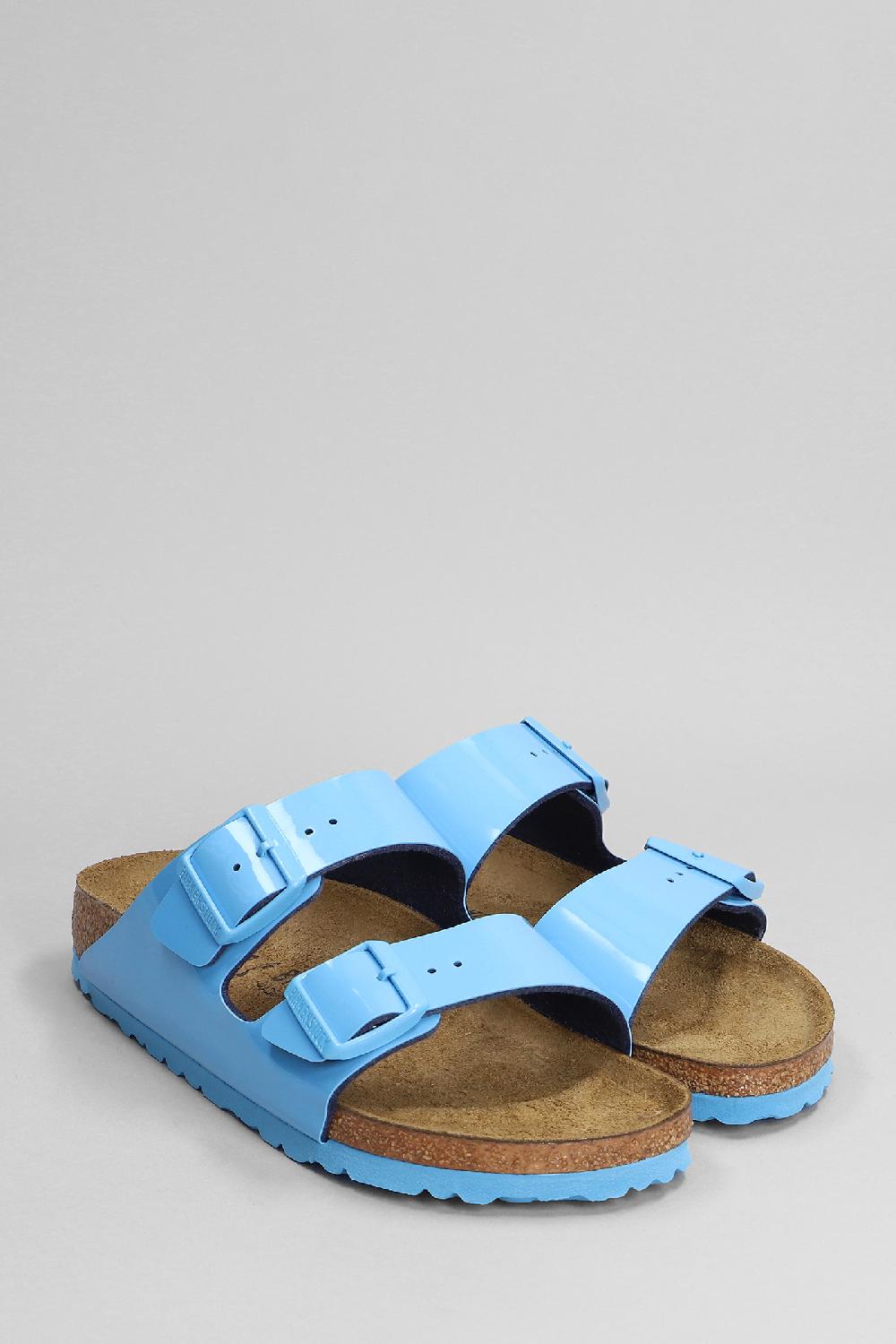 Deliberti Birkenstock Sandali Flats Arizona In Vernice Celeste Cod. 376305 - Deliberti The Luxury Shopping