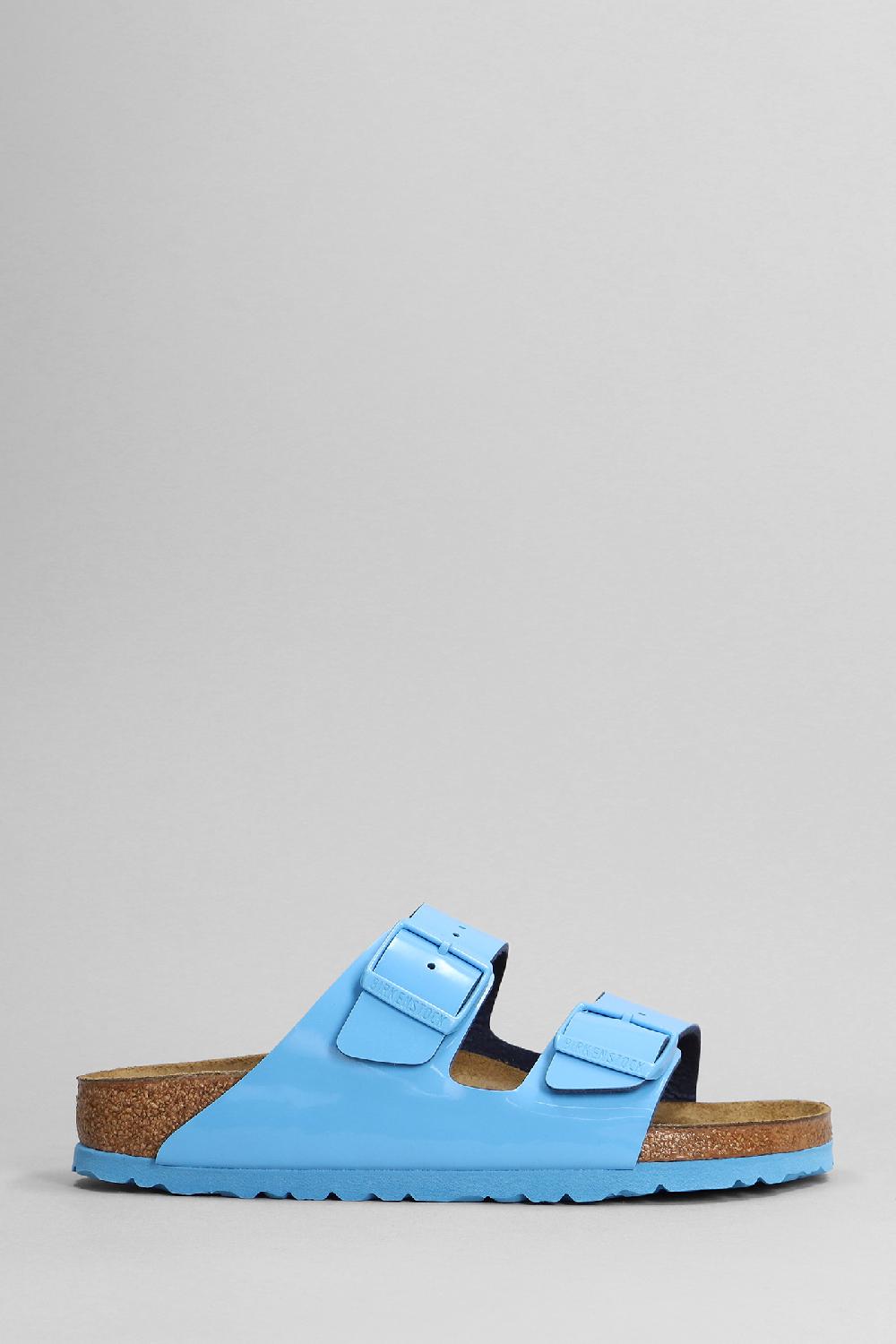 Deliberti Birkenstock Sandali flats arizona in vernice celeste cod. 376305 - Deliberti The Luxury Shopping