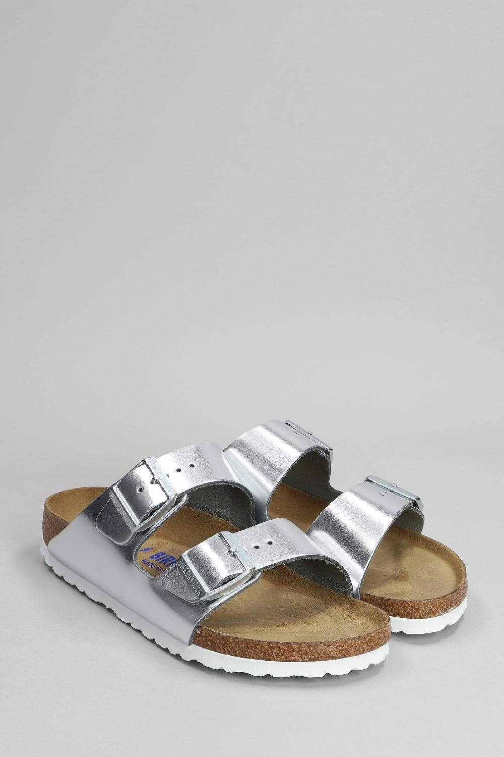 Deliberti Birkenstock Sandali Flats Arizona Sfb In Pelle Argento Cod. 351217 - Deliberti The Luxury Shopping