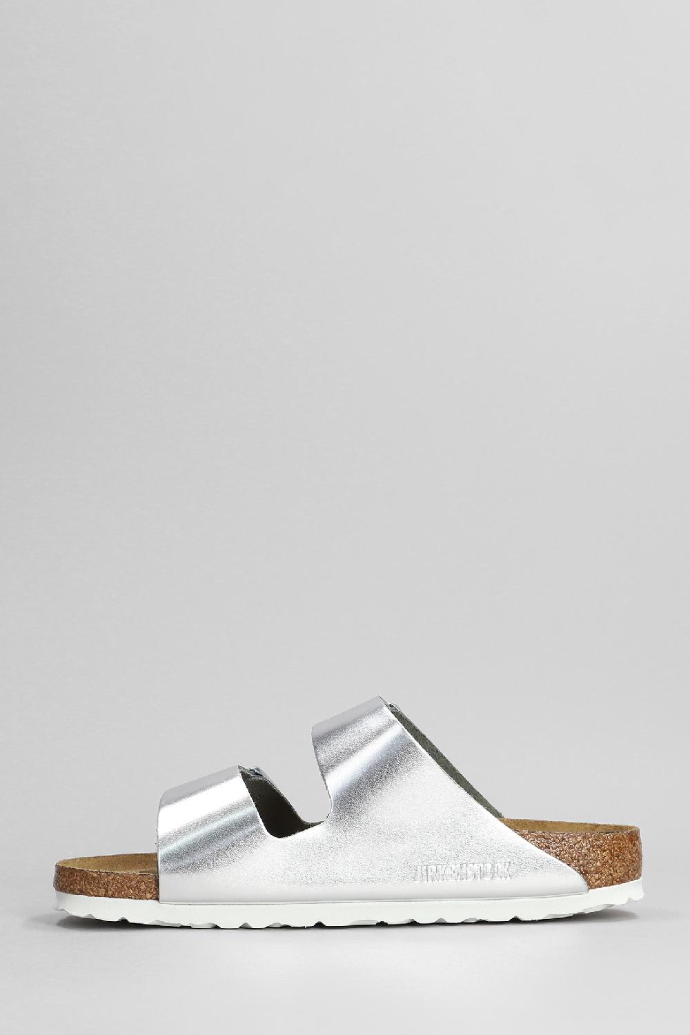 Deliberti Birkenstock Sandali Flats Arizona Sfb In Pelle Argento Cod. 351217 - Deliberti The Luxury Shopping