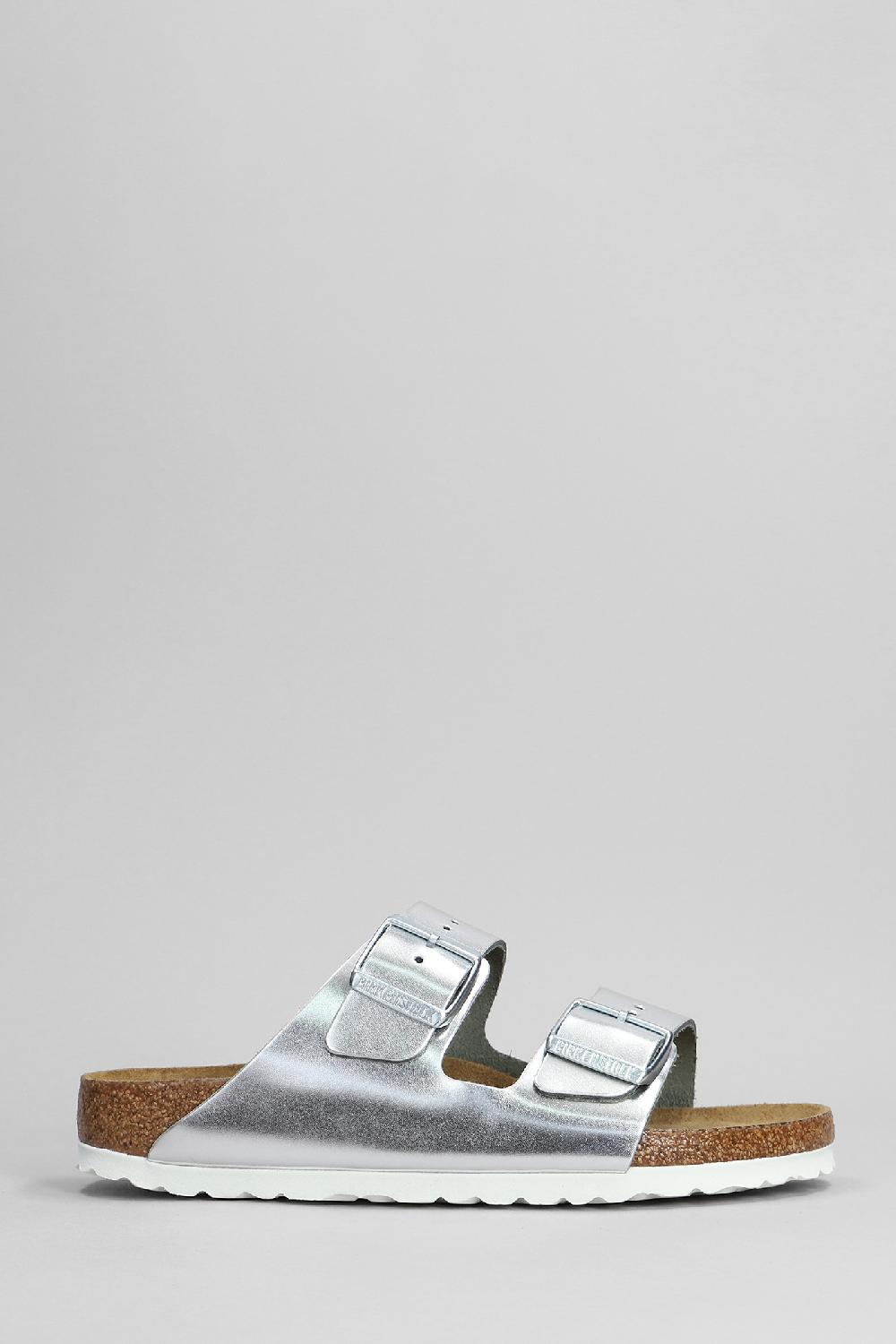 Deliberti Birkenstock Sandali flats arizona sfb in pelle argento cod. 351217 - Deliberti The Luxury Shopping