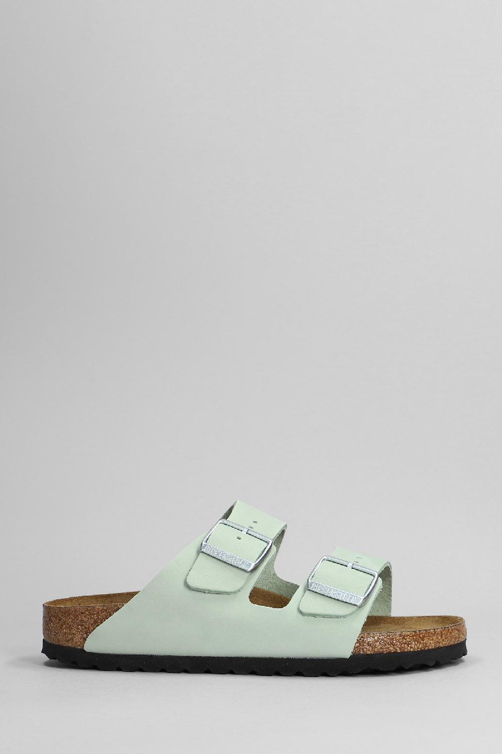 Deliberti Birkenstock Sandali flats arizona sfb in pelle verde cod. 376276 - Deliberti The Luxury Shopping