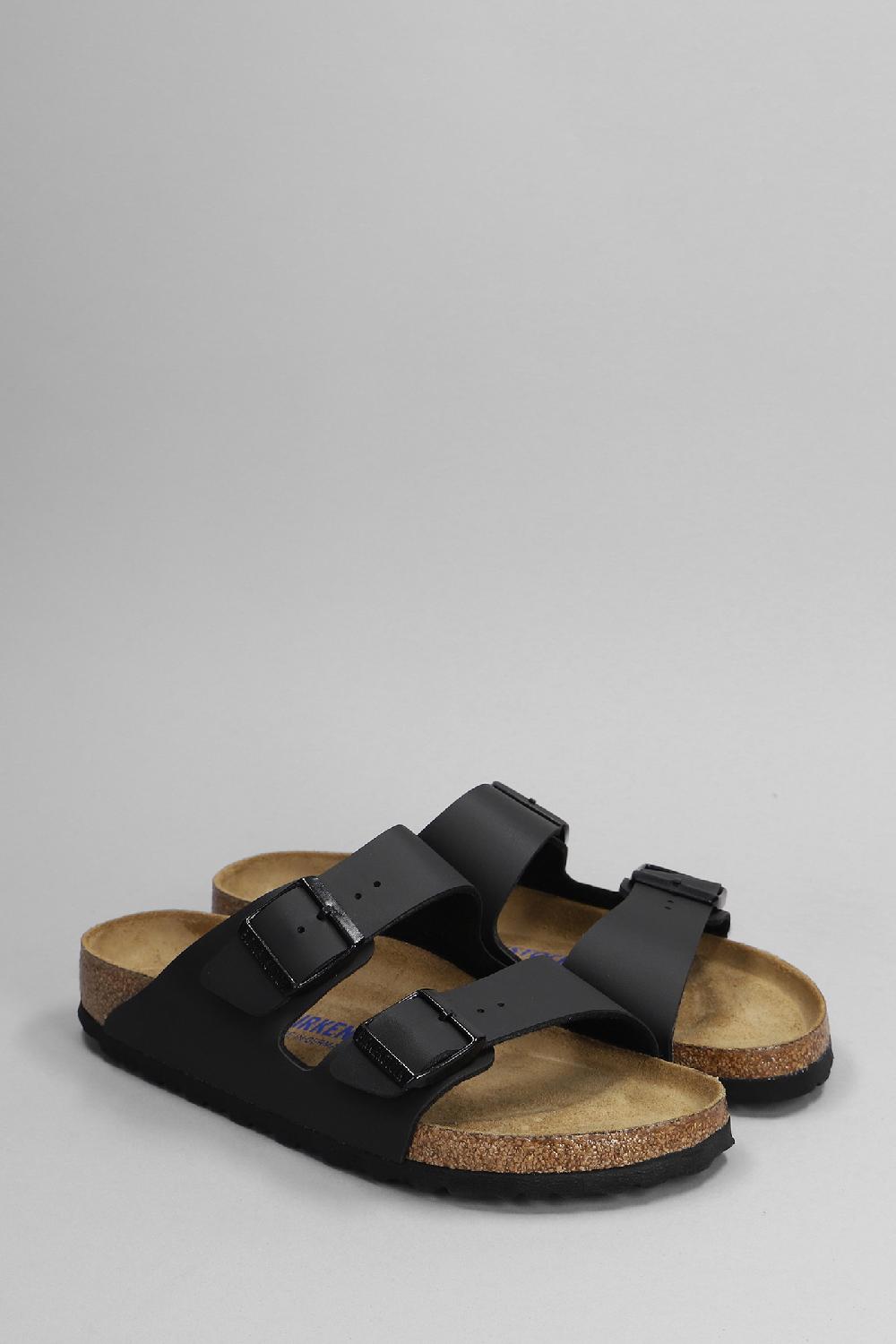Deliberti Birkenstock Sandali Flats Arizona Sfb In Similpelle Nera Cod. 399287 - Deliberti The Luxury Shopping