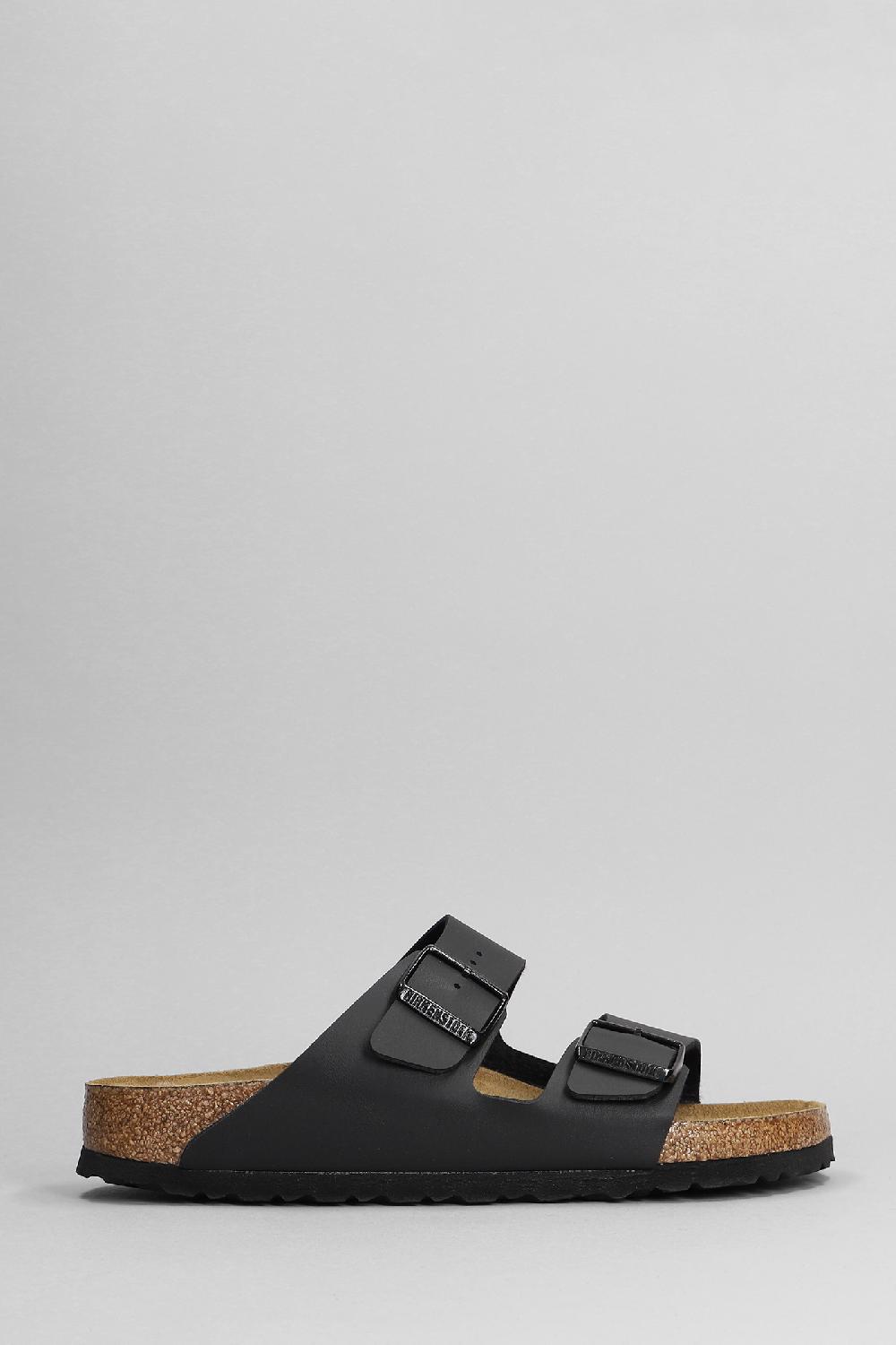 Deliberti Birkenstock Sandali flats arizona sfb in similpelle nera cod. 399287 - Deliberti The Luxury Shopping