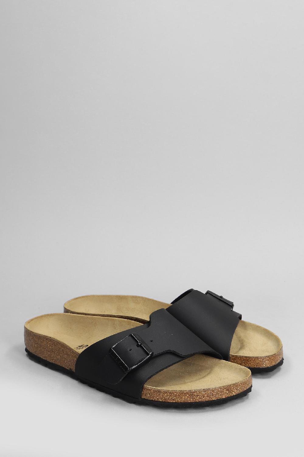 Deliberti Birkenstock Sandali Flats Catalina In Similpelle Nera Cod. 400955 - Deliberti The Luxury Shopping