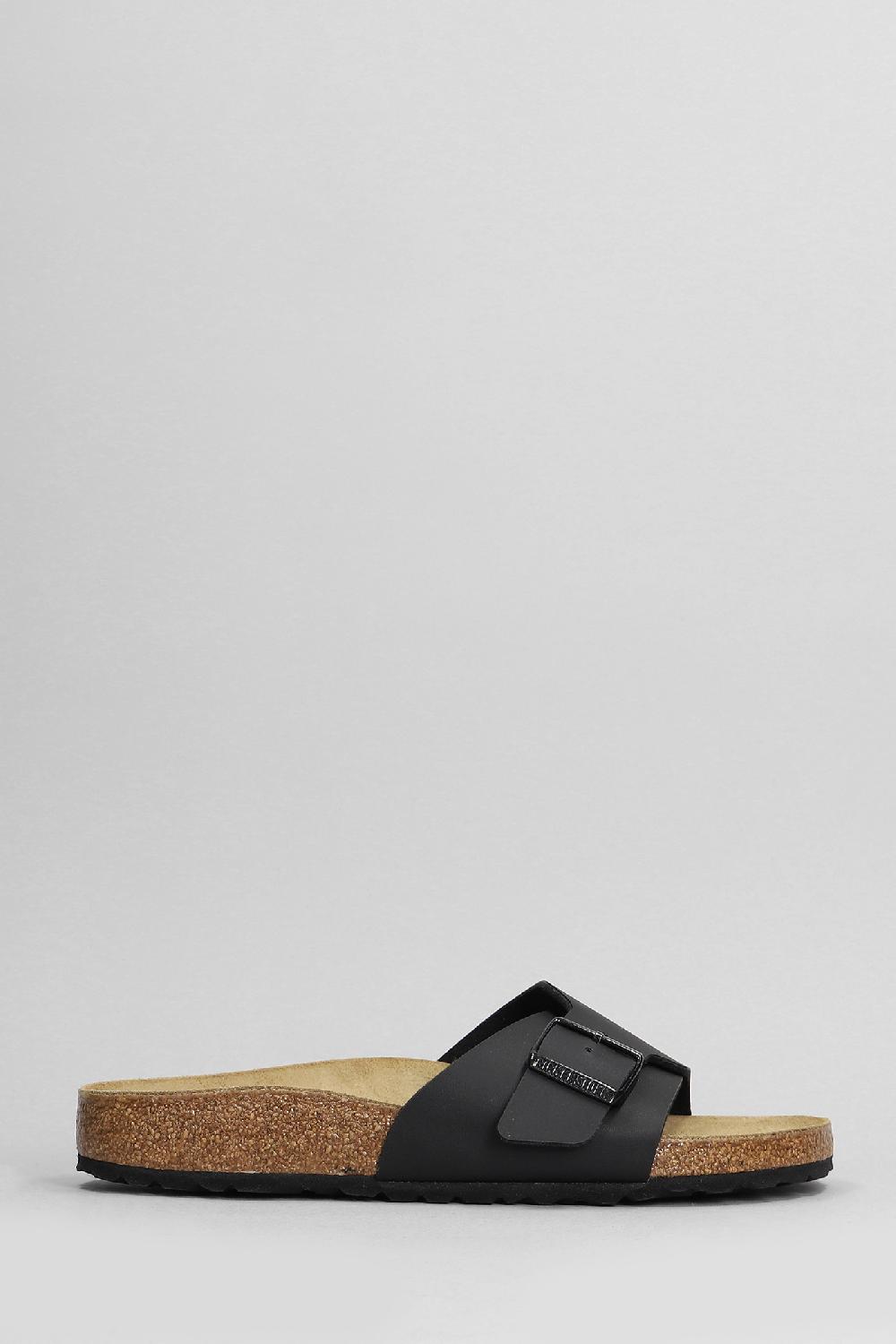 Deliberti Birkenstock Sandali flats catalina in similpelle nera cod. 400955 - Deliberti The Luxury Shopping