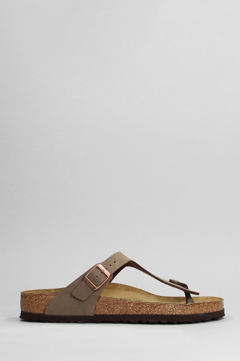 Deliberti Birkenstock Sandali flats gizeh bs in similpelle marrone cod. 377976 - Deliberti The Luxury Shopping