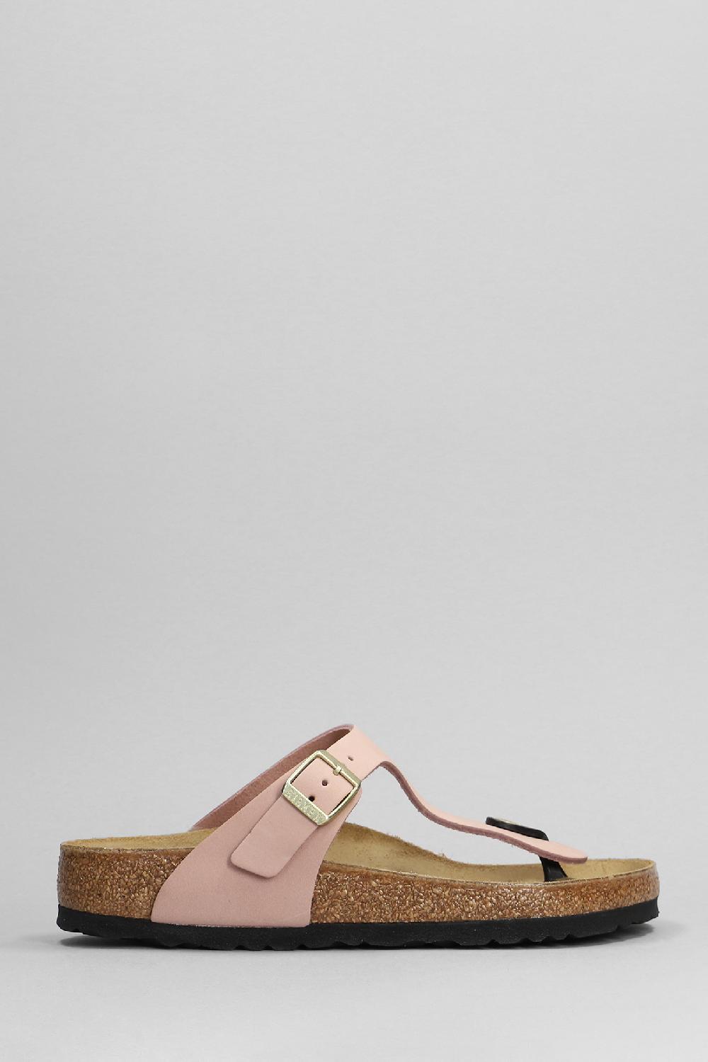 Deliberti Birkenstock Sandali flats gizeh in nabuk rosa cod. 394877 - Deliberti The Luxury Shopping