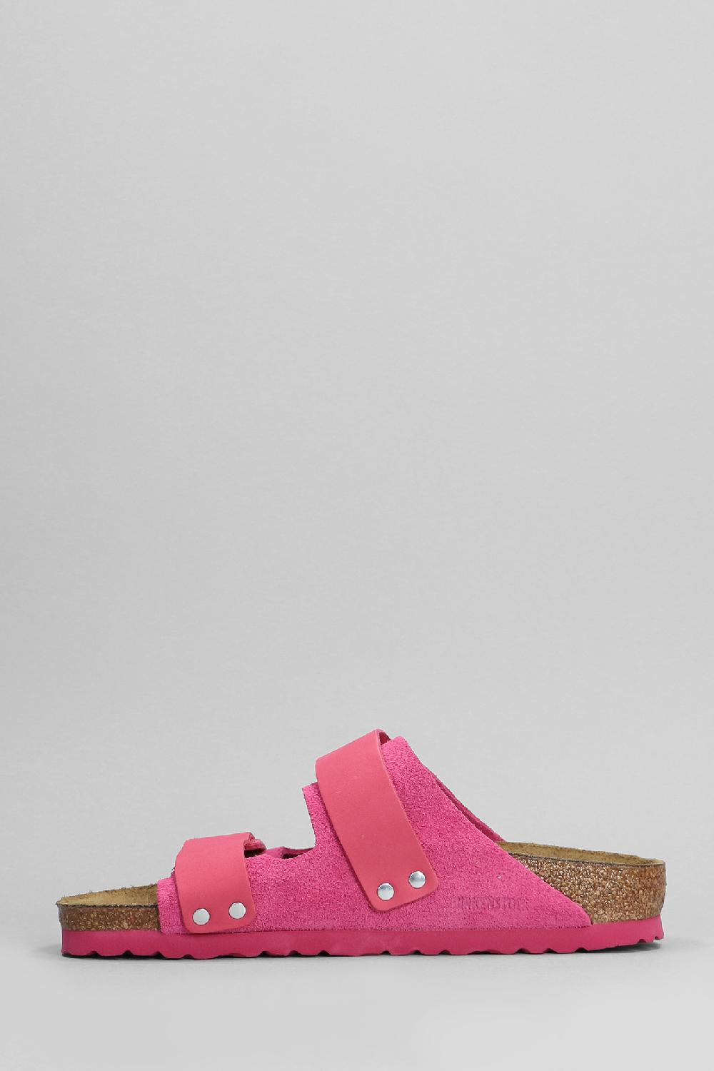 Deliberti Birkenstock Sandali Flats Uji In Camoscio Rosa Cod. 401975 - Deliberti The Luxury Shopping