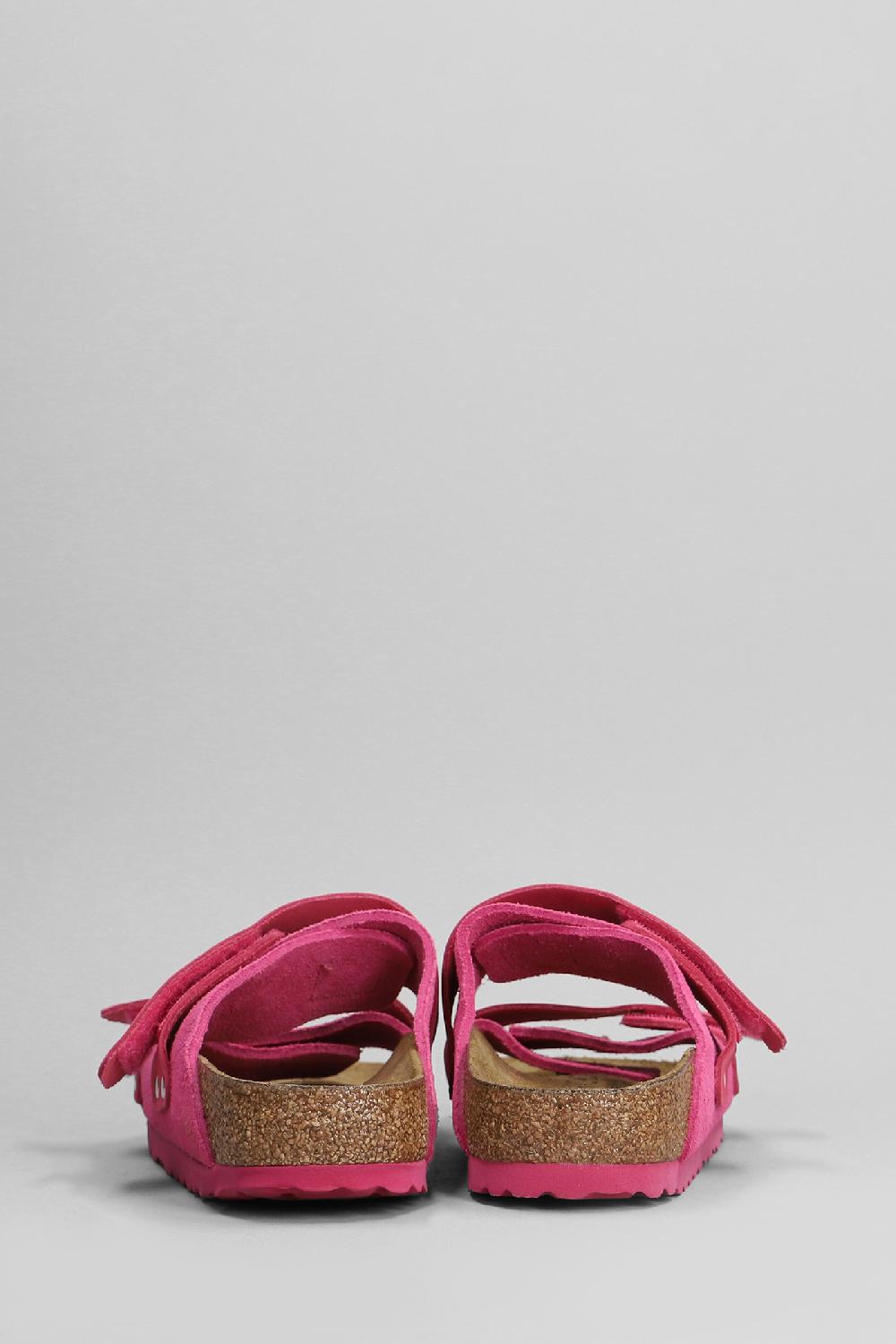 Deliberti Birkenstock Sandali Flats Uji In Camoscio Rosa Cod. 401975 - Deliberti The Luxury Shopping