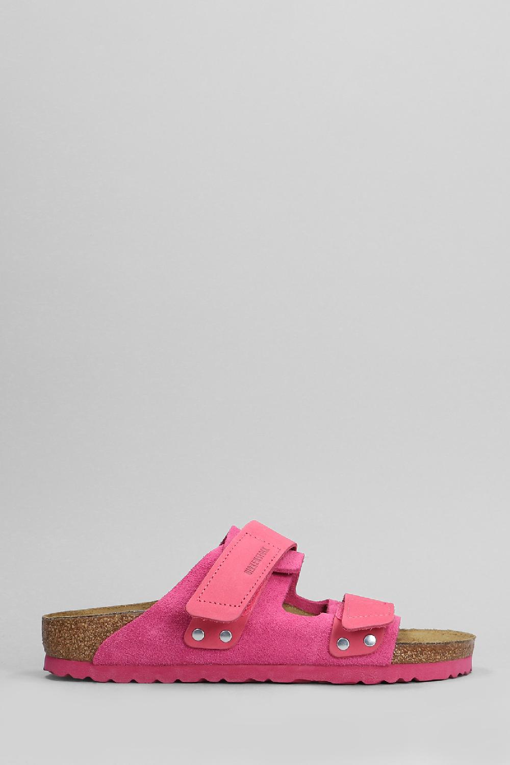 Deliberti Birkenstock Sandali flats uji in camoscio rosa cod. 401975 - Deliberti The Luxury Shopping