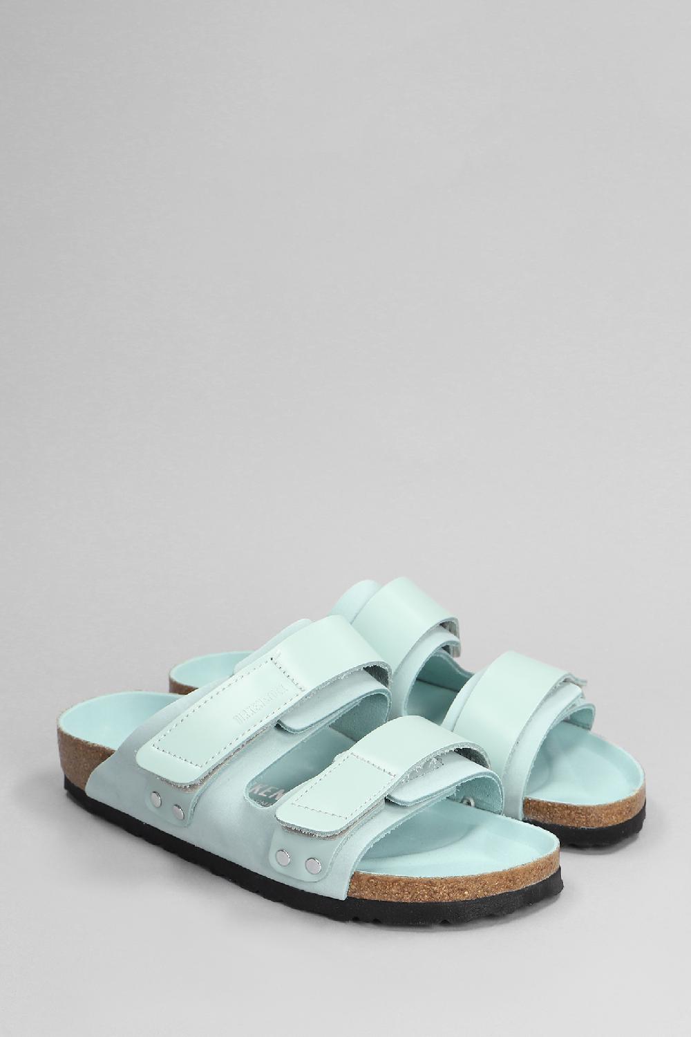 Deliberti Birkenstock Sandali Flats Uji In Pelle E Camoscio Verde Cod. 401589 - Deliberti The Luxury Shopping