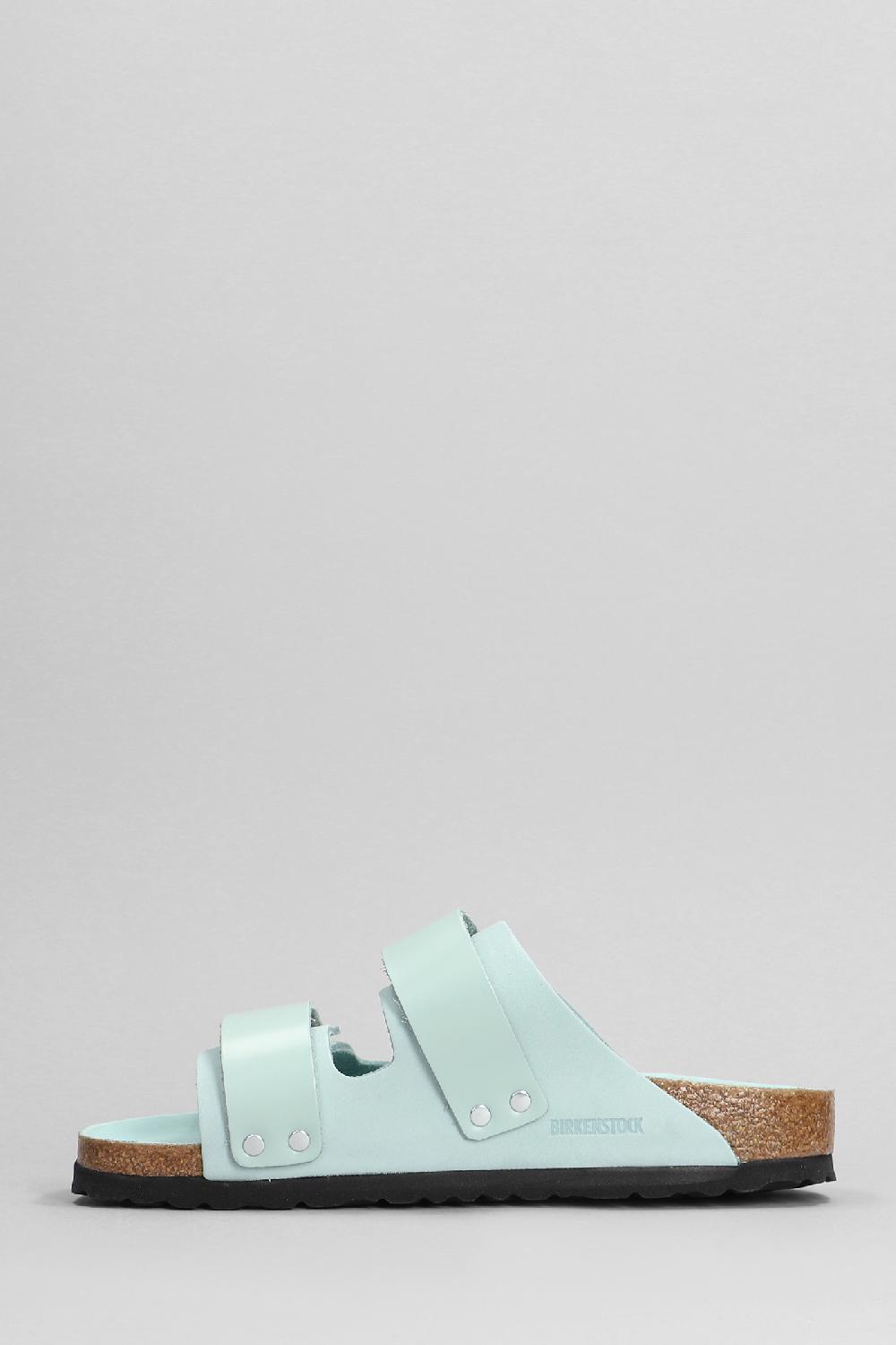 Deliberti Birkenstock Sandali Flats Uji In Pelle E Camoscio Verde Cod. 401589 - Deliberti The Luxury Shopping