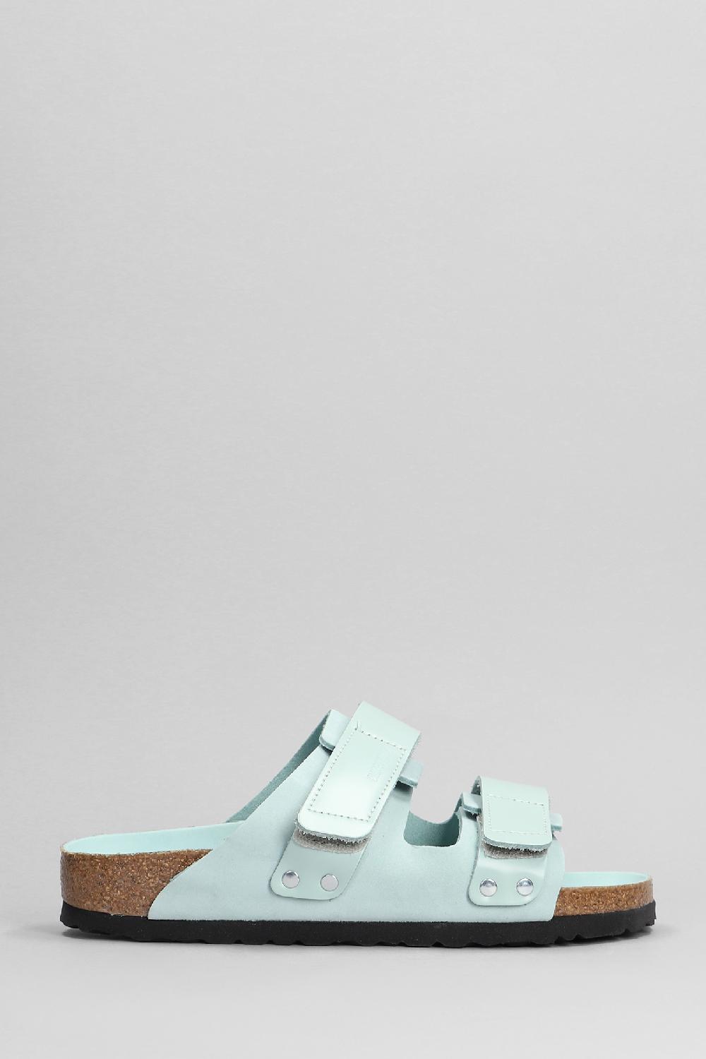 Deliberti Birkenstock Sandali flats uji in pelle e camoscio verde cod. 401589 - Deliberti The Luxury Shopping