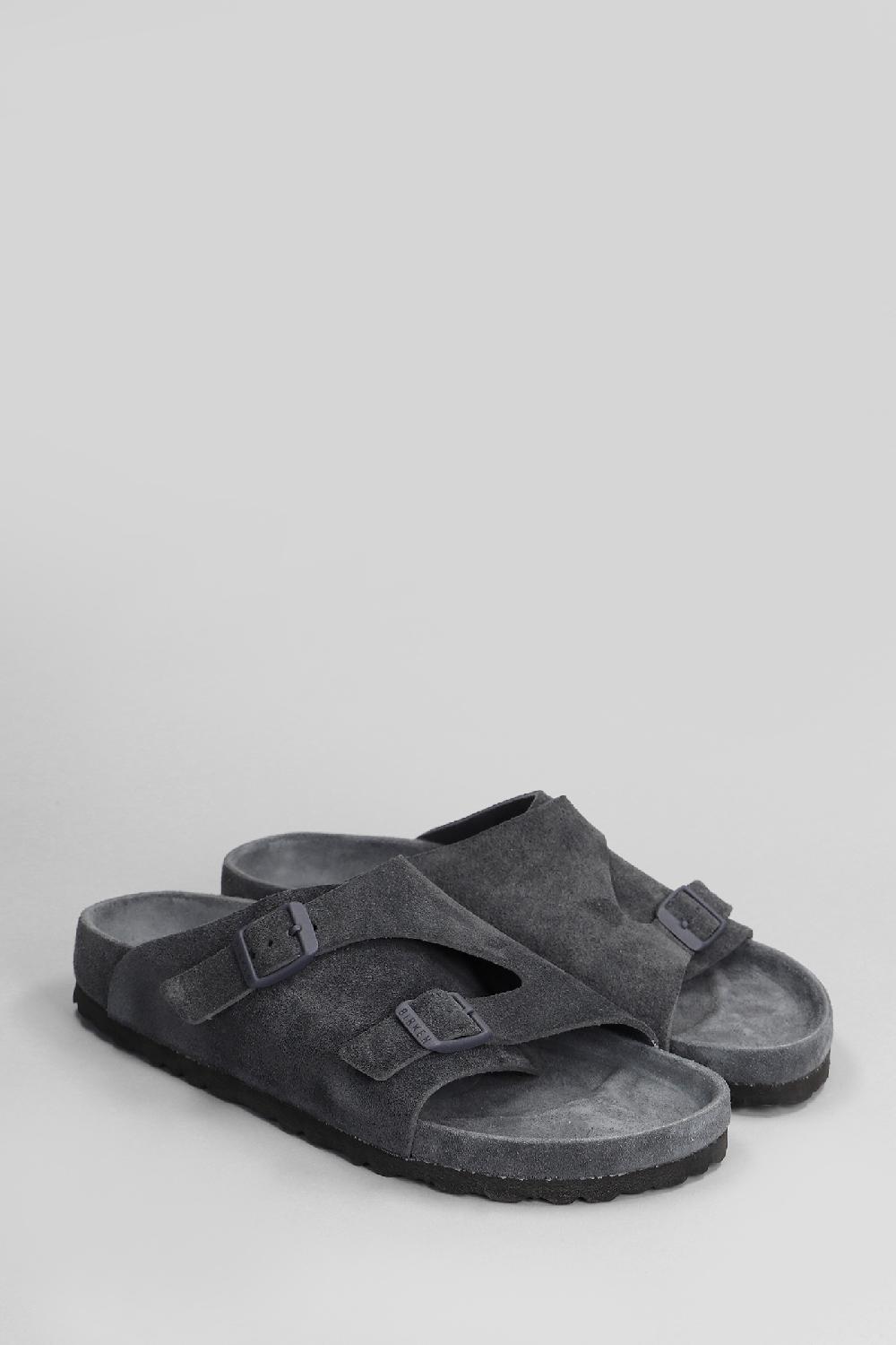 Deliberti Birkenstock Sandali Flats Zurich Exquisite In Camoscio Grigio Cod. 409777 - Deliberti The Luxury Shopping