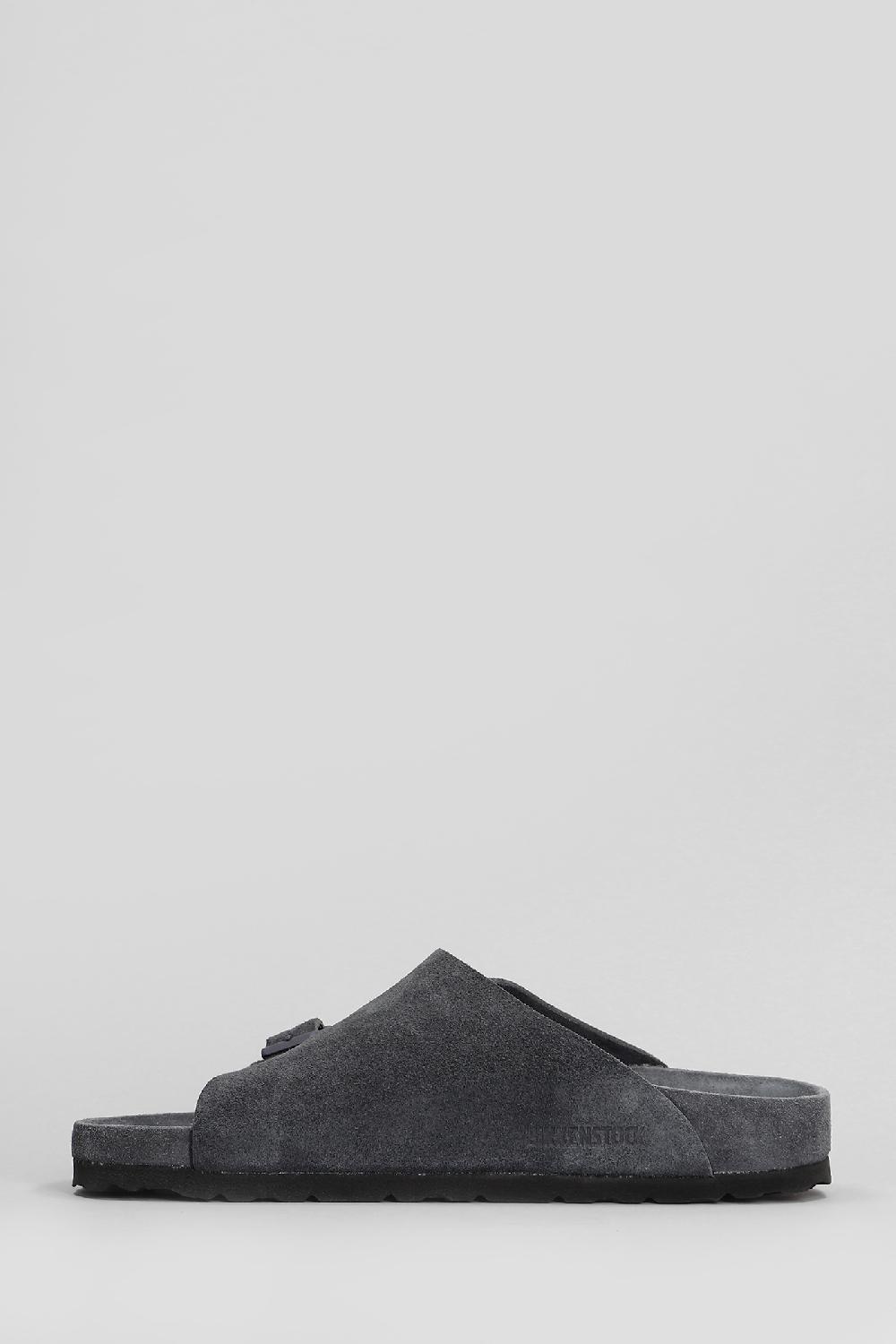 Deliberti Birkenstock Sandali Flats Zurich Exquisite In Camoscio Grigio Cod. 409777 - Deliberti The Luxury Shopping