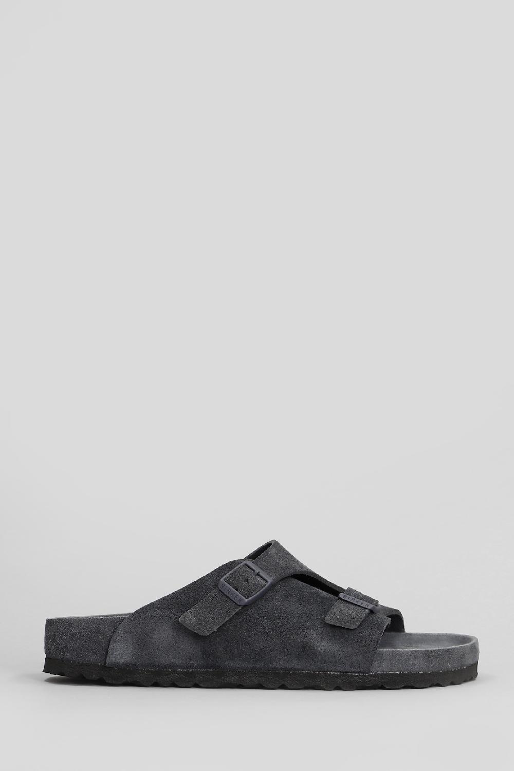 Deliberti Birkenstock Sandali flats zurich exquisite in camoscio grigio cod. 409777 - Deliberti The Luxury Shopping