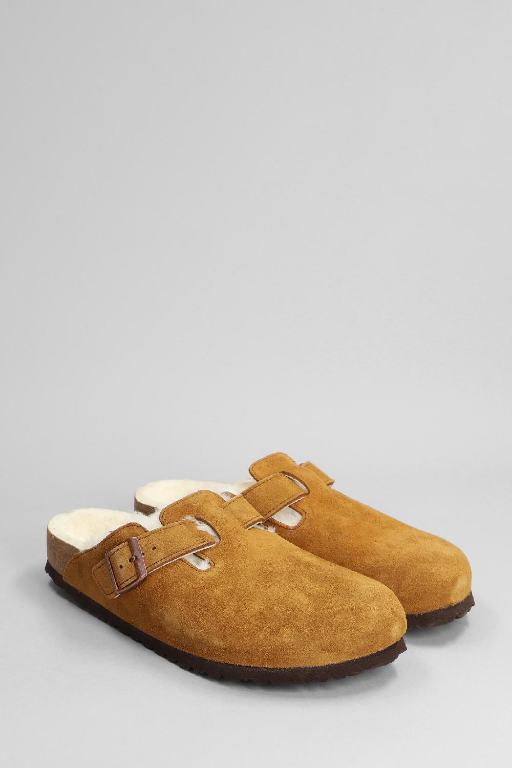 Deliberti Birkenstock Slipper-mule Boston In Camoscio Cuoio Naturale Cod. 376359 - Deliberti The Luxury Shopping