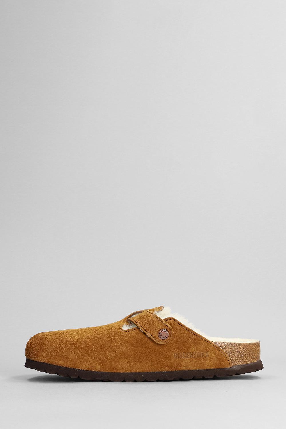 Deliberti Birkenstock Slipper-mule Boston In Camoscio Cuoio Naturale Cod. 376359 - Deliberti The Luxury Shopping