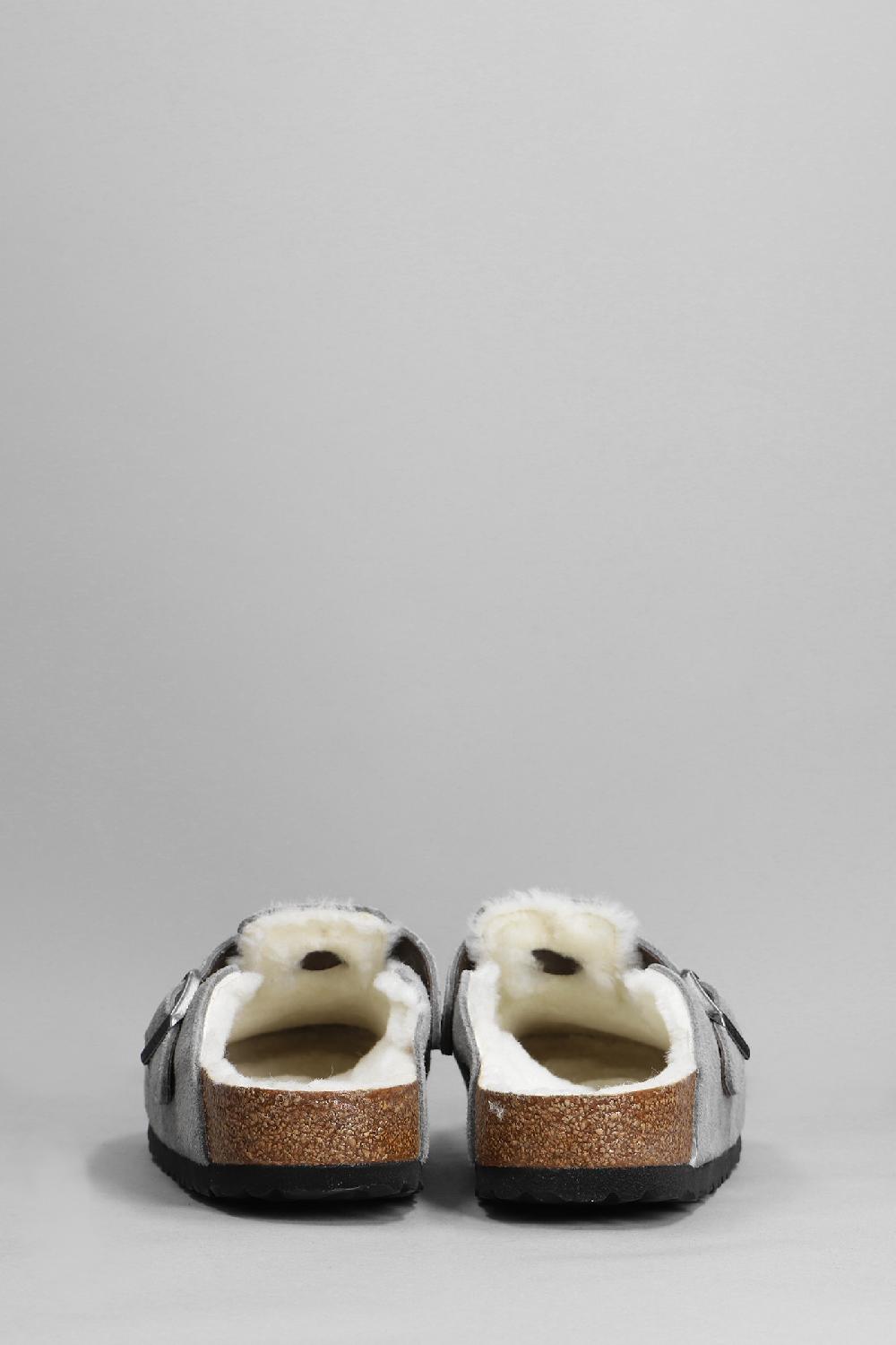 Deliberti Birkenstock Slipper-mule Boston In Camoscio Grigio Cod. 365615 - Deliberti The Luxury Shopping