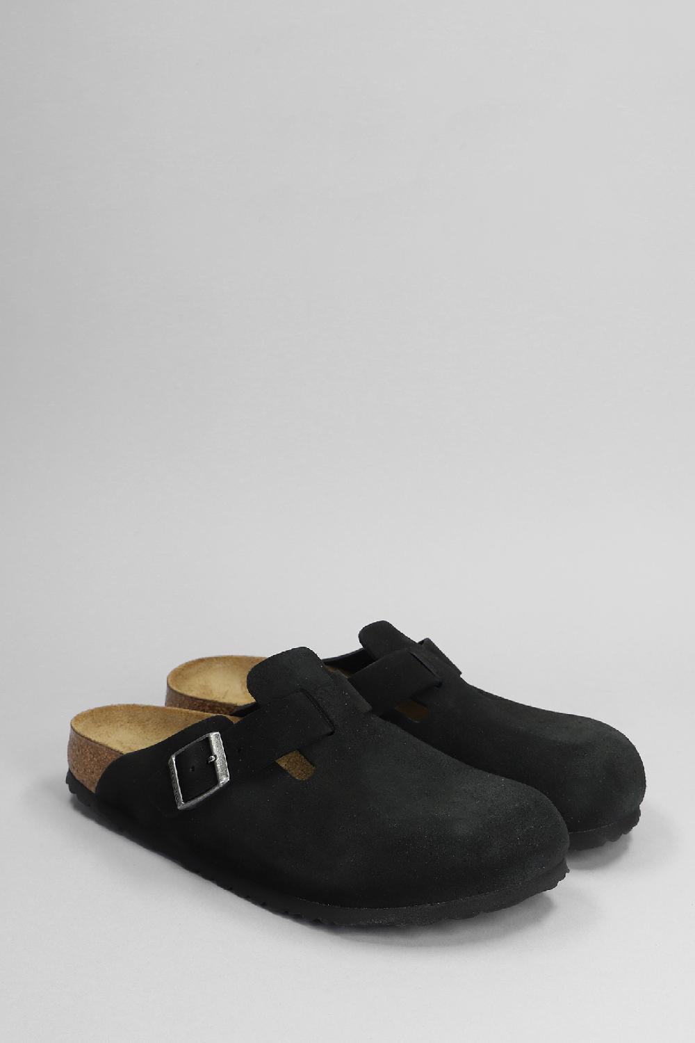 Deliberti Birkenstock Slipper-mule Boston In Camoscio Nero Cod. 399278 - Deliberti The Luxury Shopping
