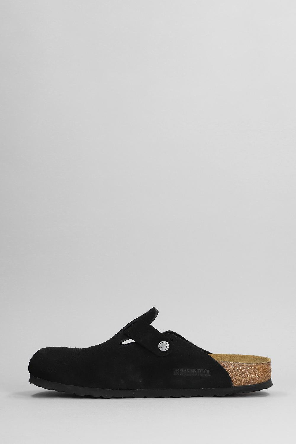 Deliberti Birkenstock Slipper-mule Boston In Camoscio Nero Cod. 399278 - Deliberti The Luxury Shopping