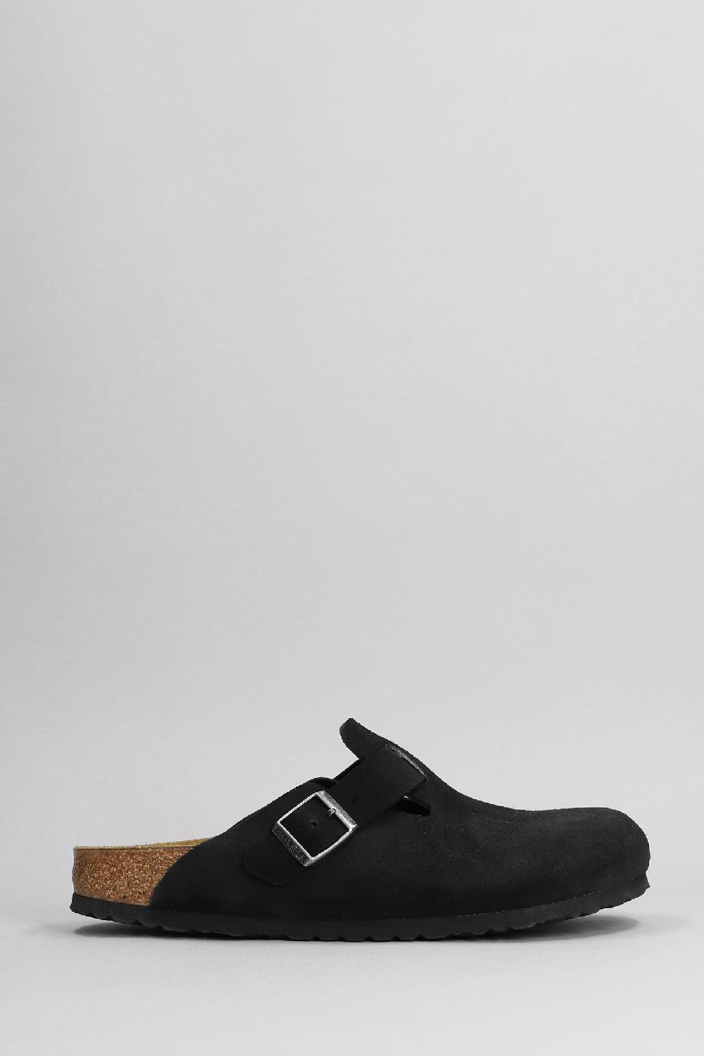 Deliberti Birkenstock Slipper-mule boston in camoscio nero cod. 399278 - Deliberti The Luxury Shopping