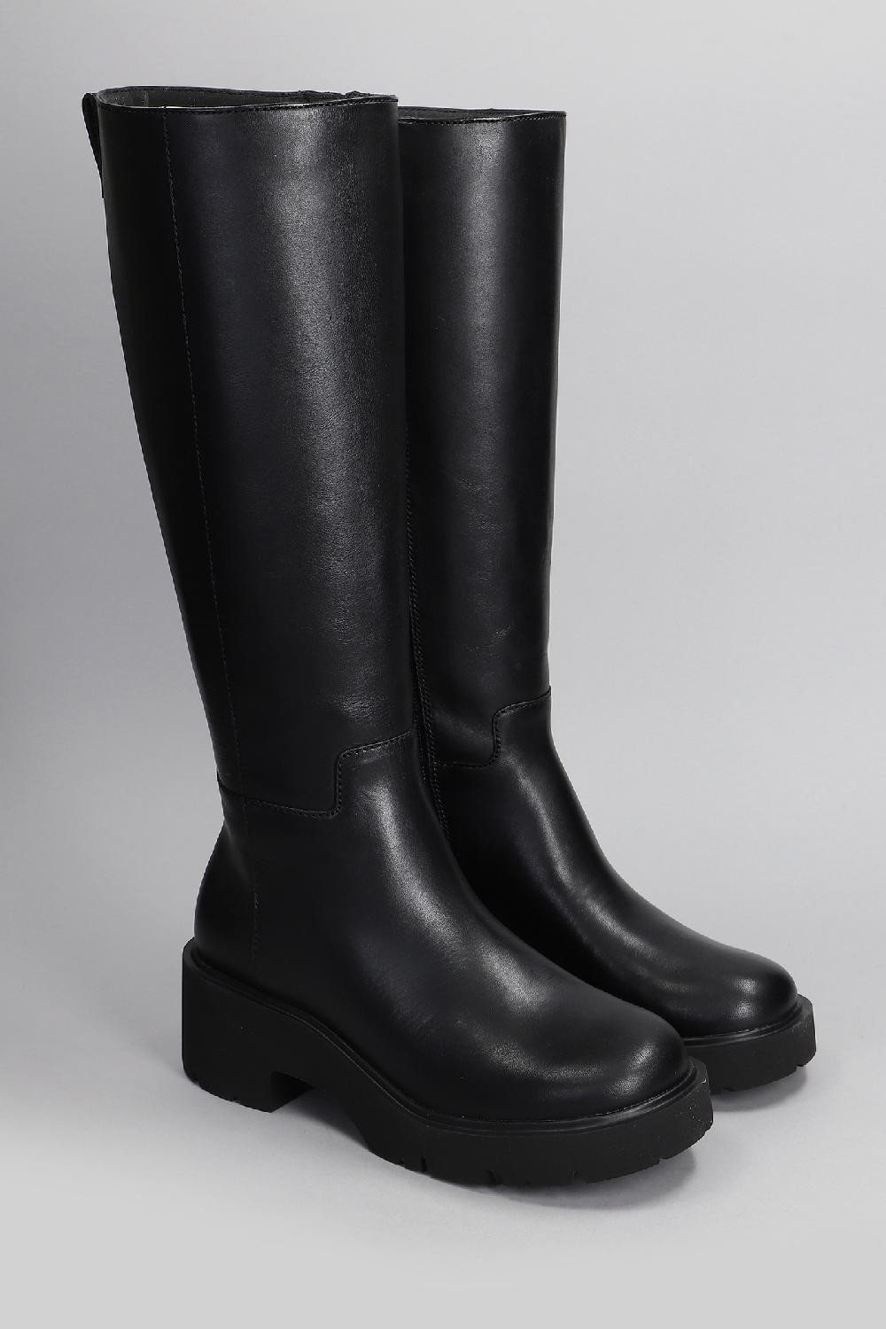 Deliberti Camper Stivali Tacco Basso Milah In Pelle Nera Cod. 410149 - Deliberti The Luxury Shopping