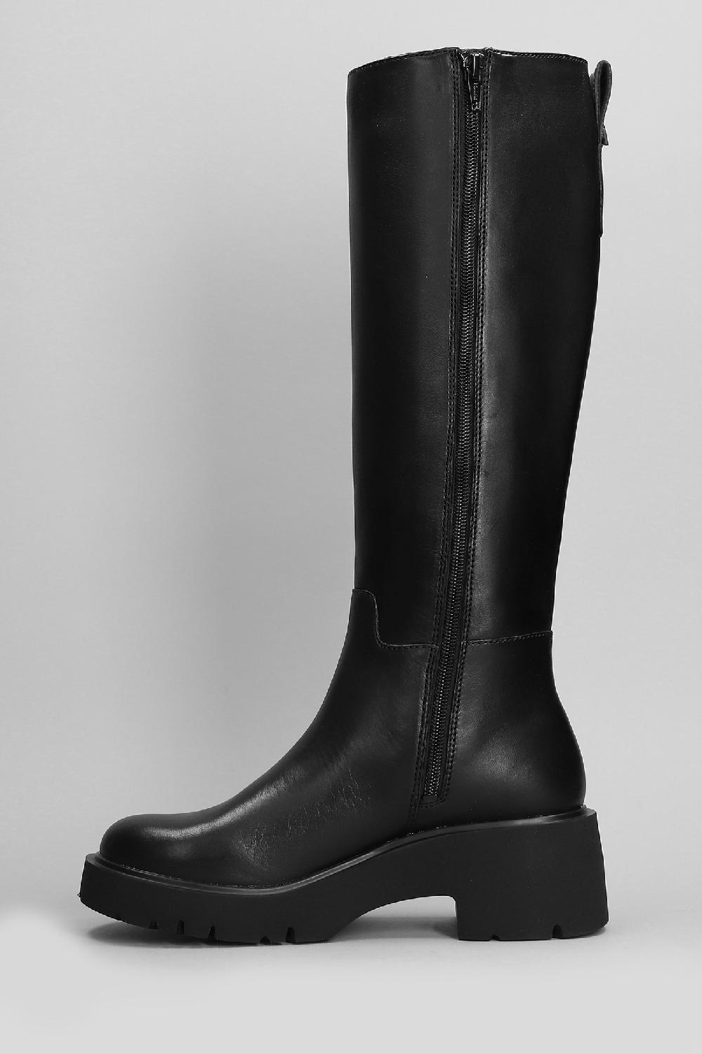 Deliberti Camper Stivali Tacco Basso Milah In Pelle Nera Cod. 410149 - Deliberti The Luxury Shopping