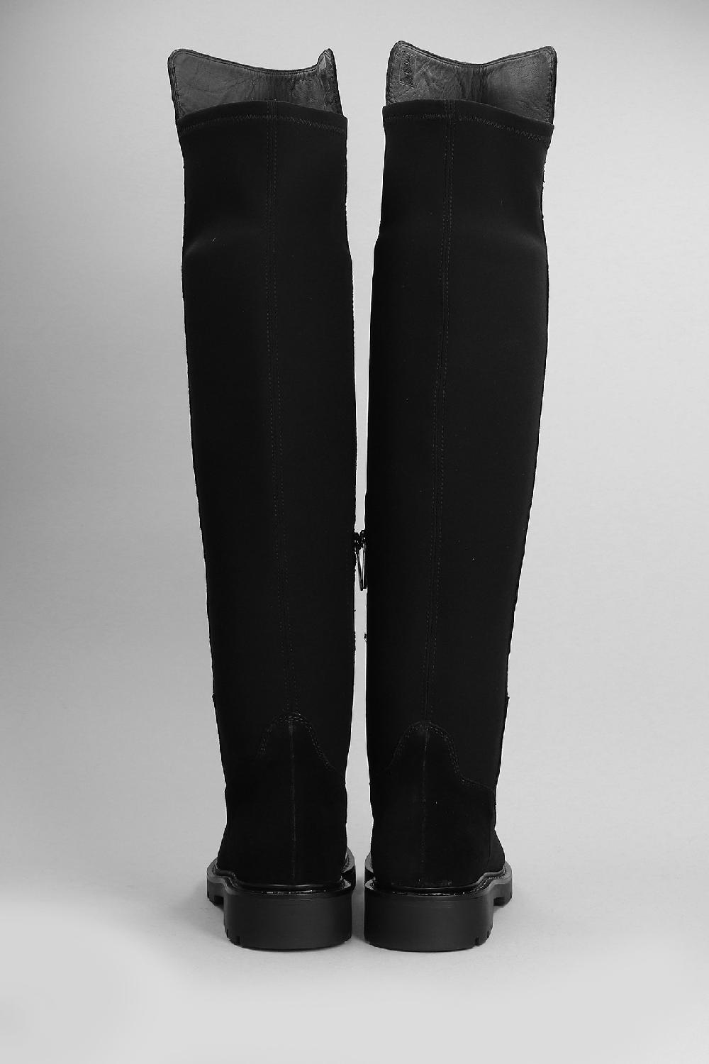 Deliberti Carmens Stivali Tacco Basso Brit Stretch In Camoscio E Tessuto Nero Cod. 405800 - Deliberti The Luxury Shopping
