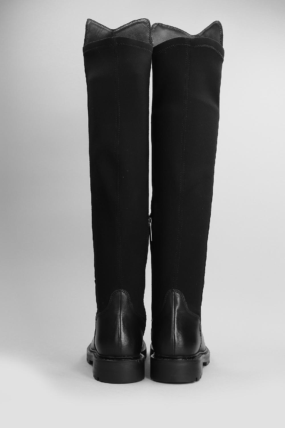 Deliberti Carmens Stivali Tacco Basso Brit Stretch In Pelle E Tessuto Nero Cod. 405799 - Deliberti The Luxury Shopping