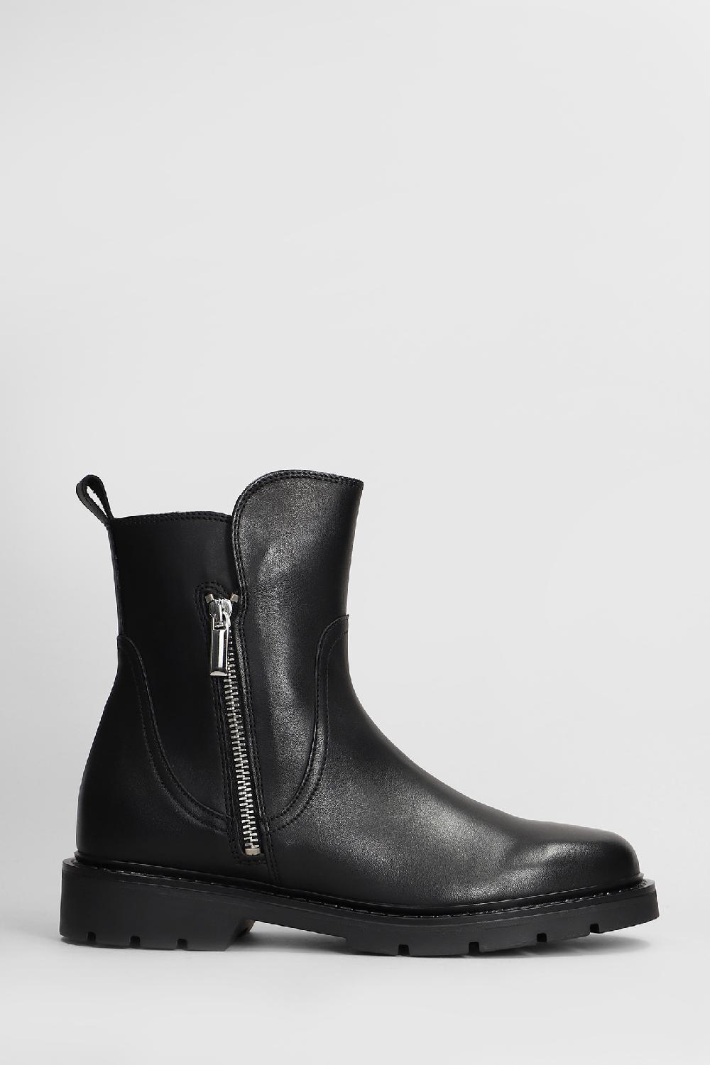Deliberti Carmens Tronchetti tacco basso brit zip in pelle nera cod. 407136 - Deliberti The Luxury Shopping