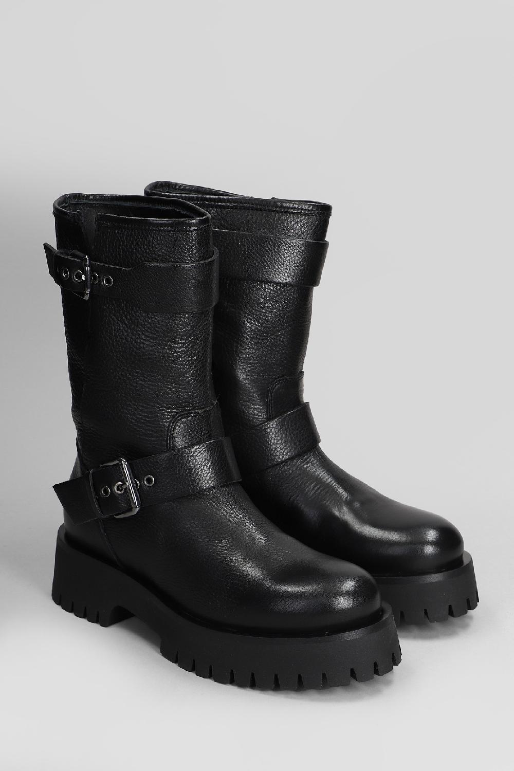 Deliberti Carmens Tronchetti Tacco Basso Kerry Buckle In Pelle Nera Cod. 409426 - Deliberti The Luxury Shopping