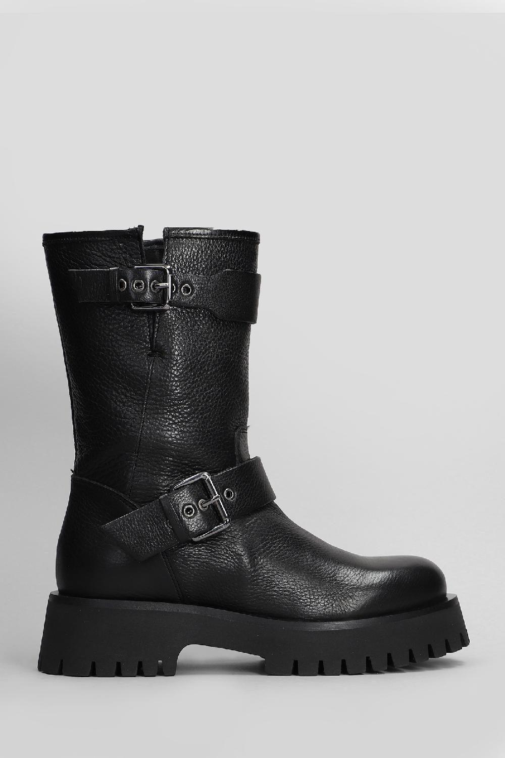 Deliberti Carmens Tronchetti tacco basso kerry buckle in pelle nera cod. 409426 - Deliberti The Luxury Shopping