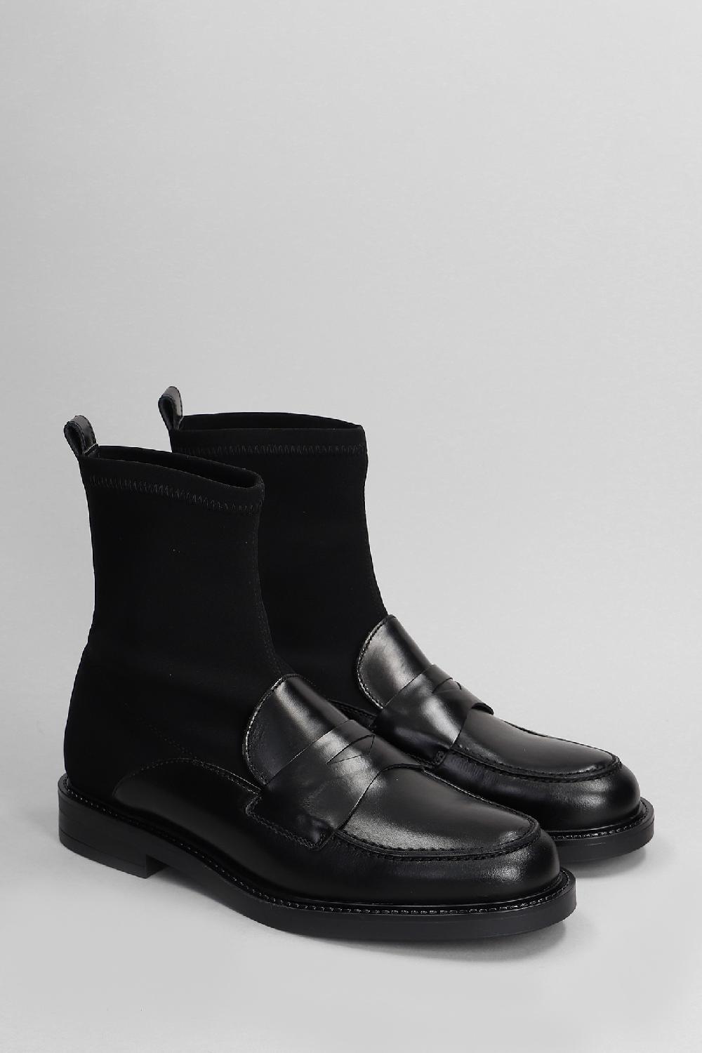 Deliberti Carmens Tronchetti Tacco Basso Libra Sock In Pelle E Tessuto Nero Cod. 407137 - Deliberti The Luxury Shopping