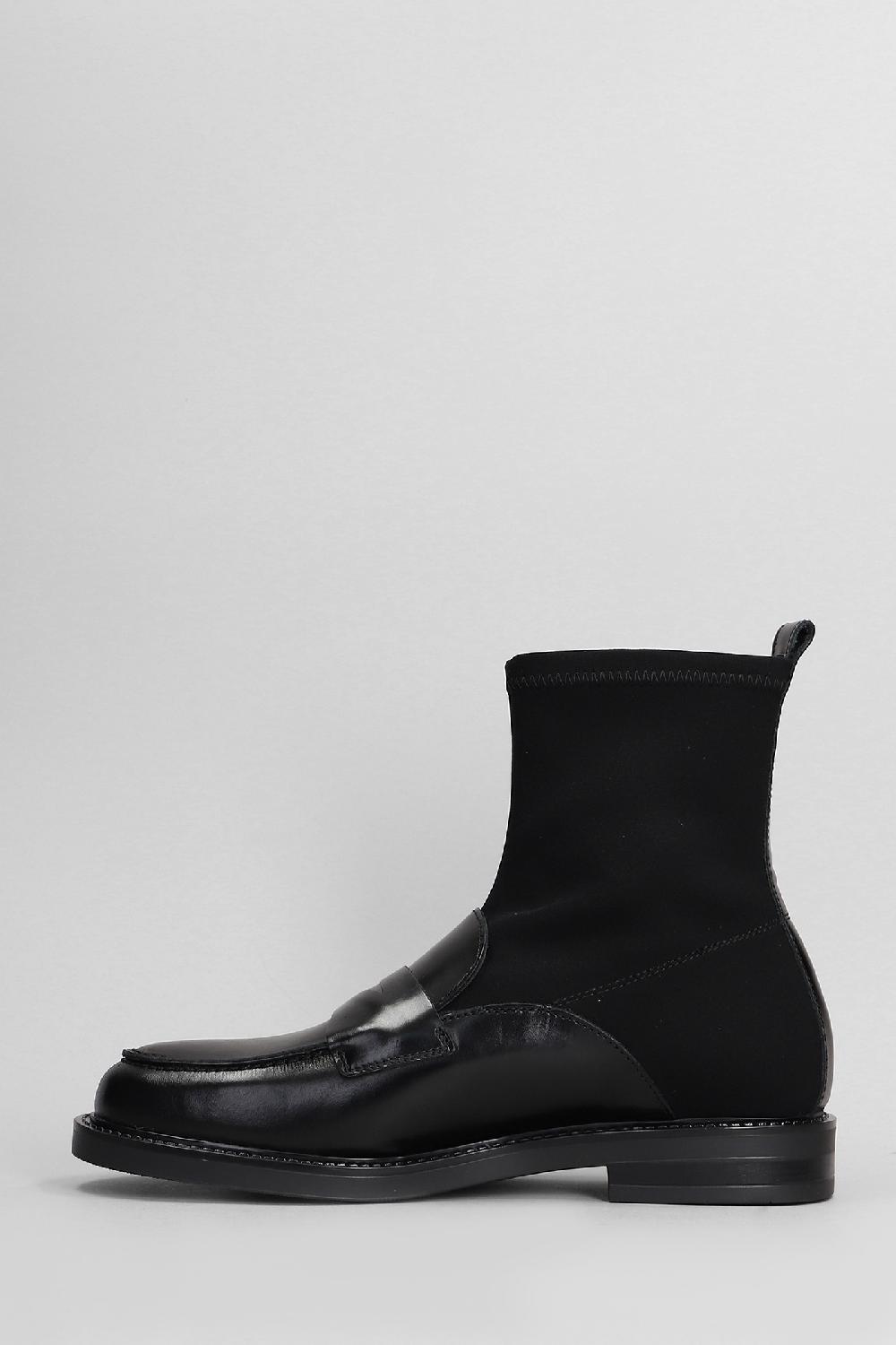 Deliberti Carmens Tronchetti Tacco Basso Libra Sock In Pelle E Tessuto Nero Cod. 407137 - Deliberti The Luxury Shopping