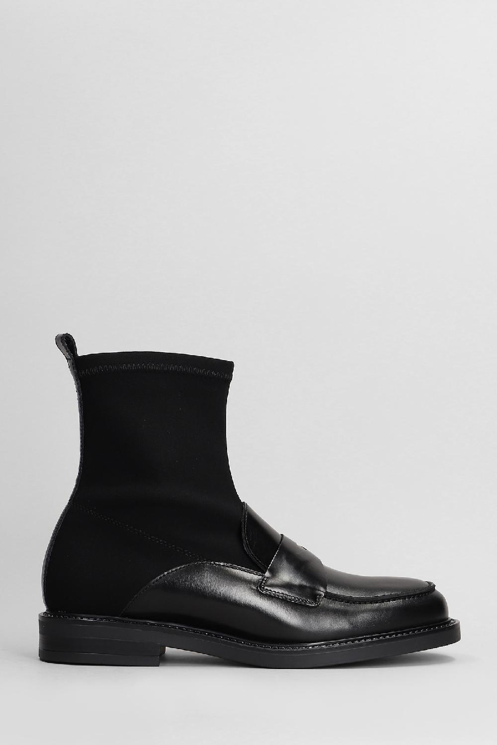 Deliberti Carmens Tronchetti tacco basso libra sock in pelle e tessuto nero cod. 407137 - Deliberti The Luxury Shopping