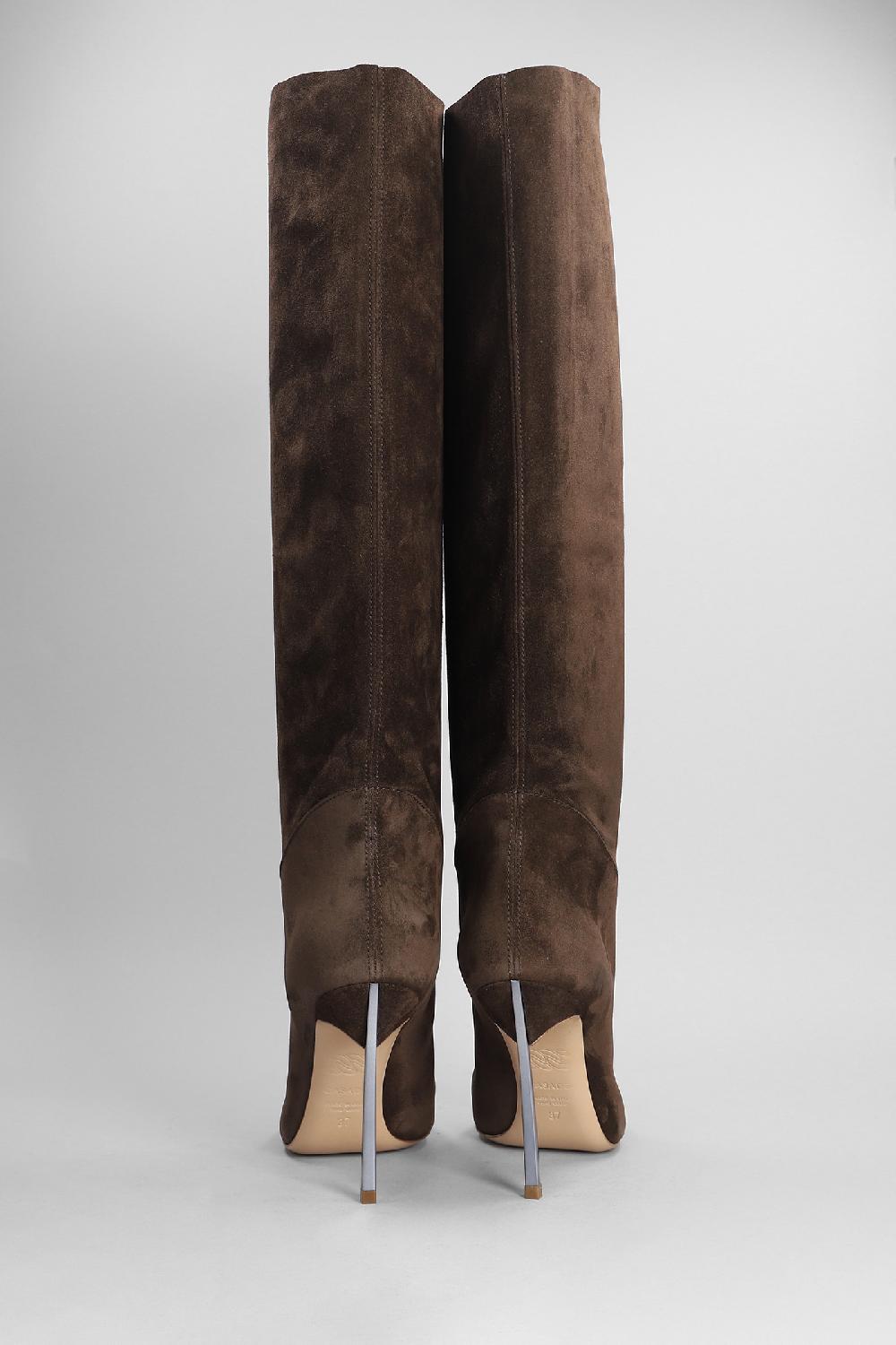 Deliberti Casadei Stivali Tacco Alto Blade In Camoscio Marrone Cod. 403395 - Deliberti The Luxury Shopping