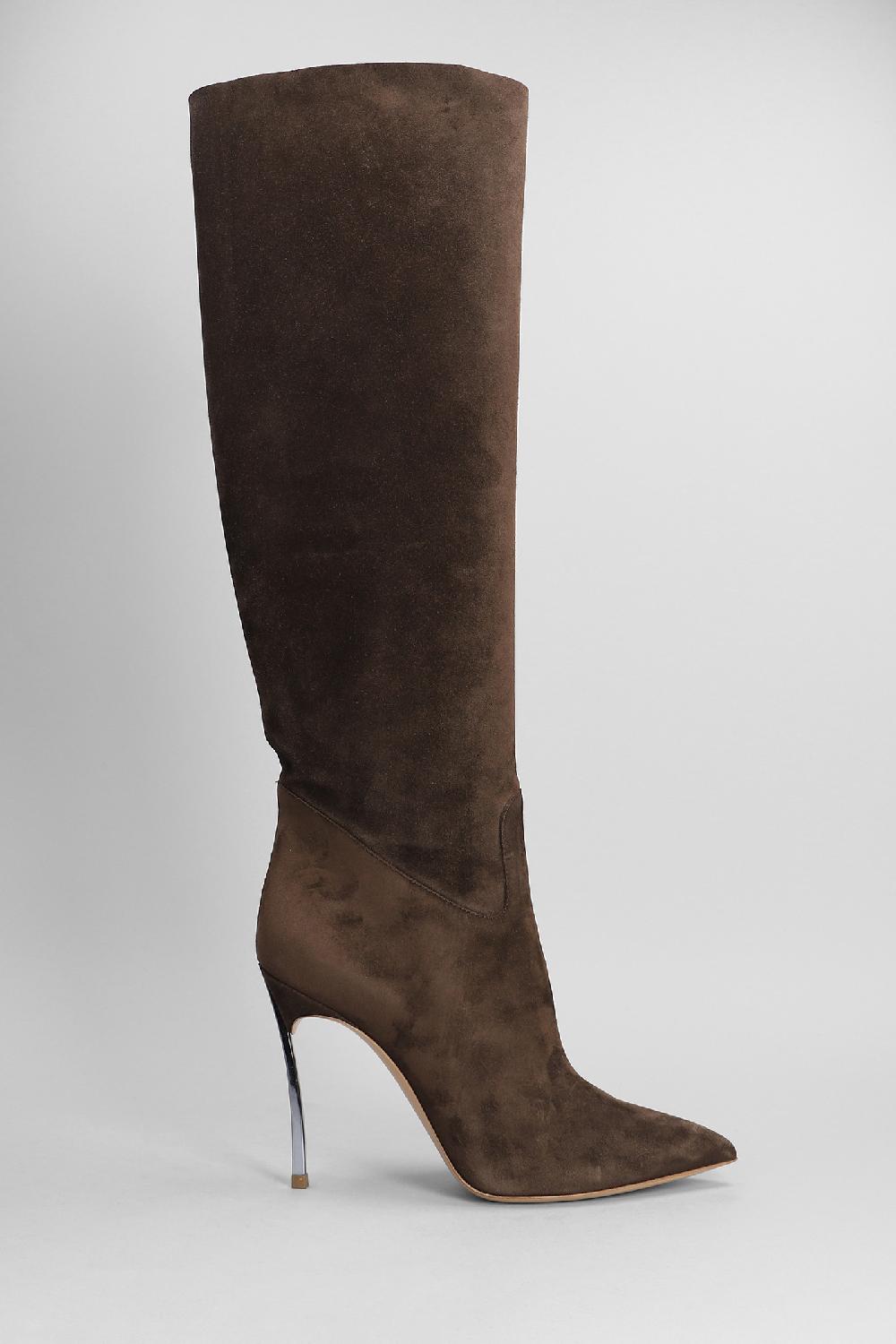 Deliberti Casadei Stivali tacco alto blade in camoscio marrone cod. 403395 - Deliberti The Luxury Shopping