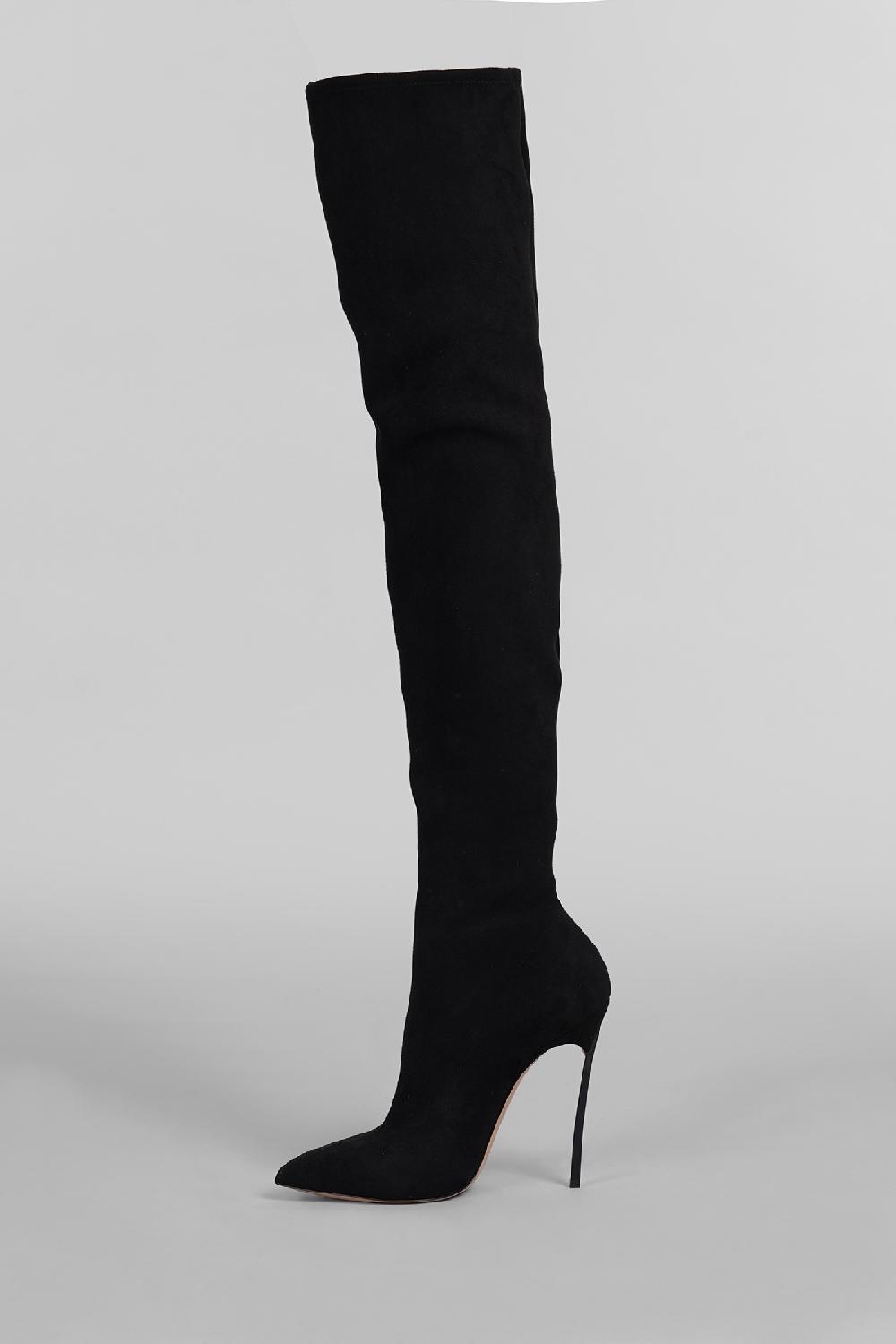 Deliberti Casadei Stivali Tacco Alto Blade In Camoscio Nero Cod. 403393 - Deliberti The Luxury Shopping