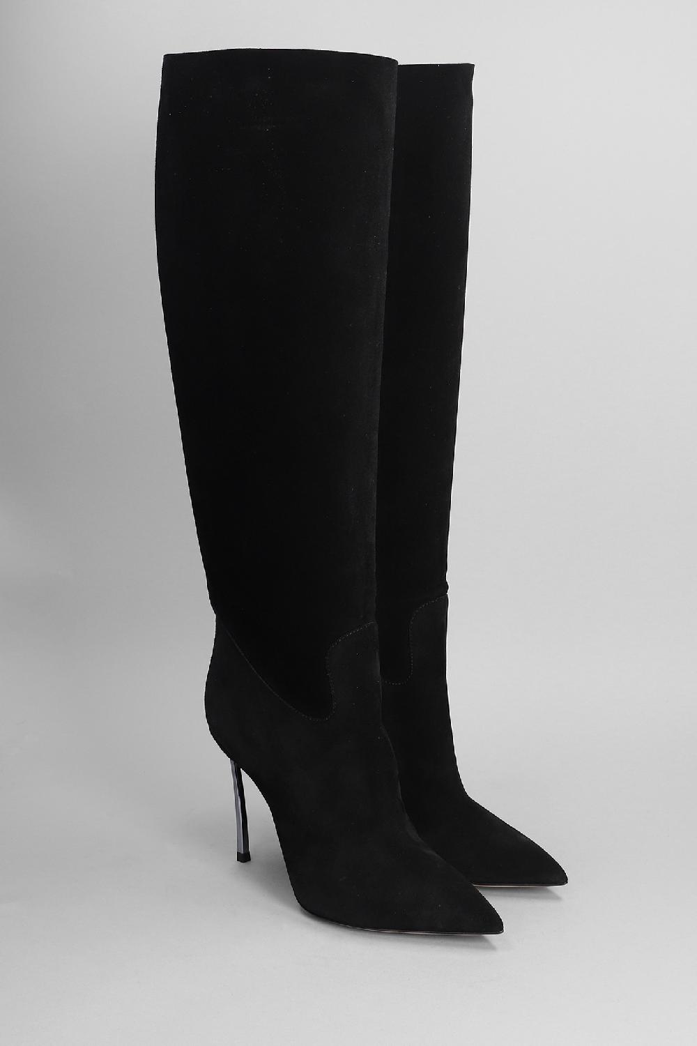 Deliberti Casadei Stivali Tacco Alto Blade In Camoscio Nero Cod. 403394 - Deliberti The Luxury Shopping