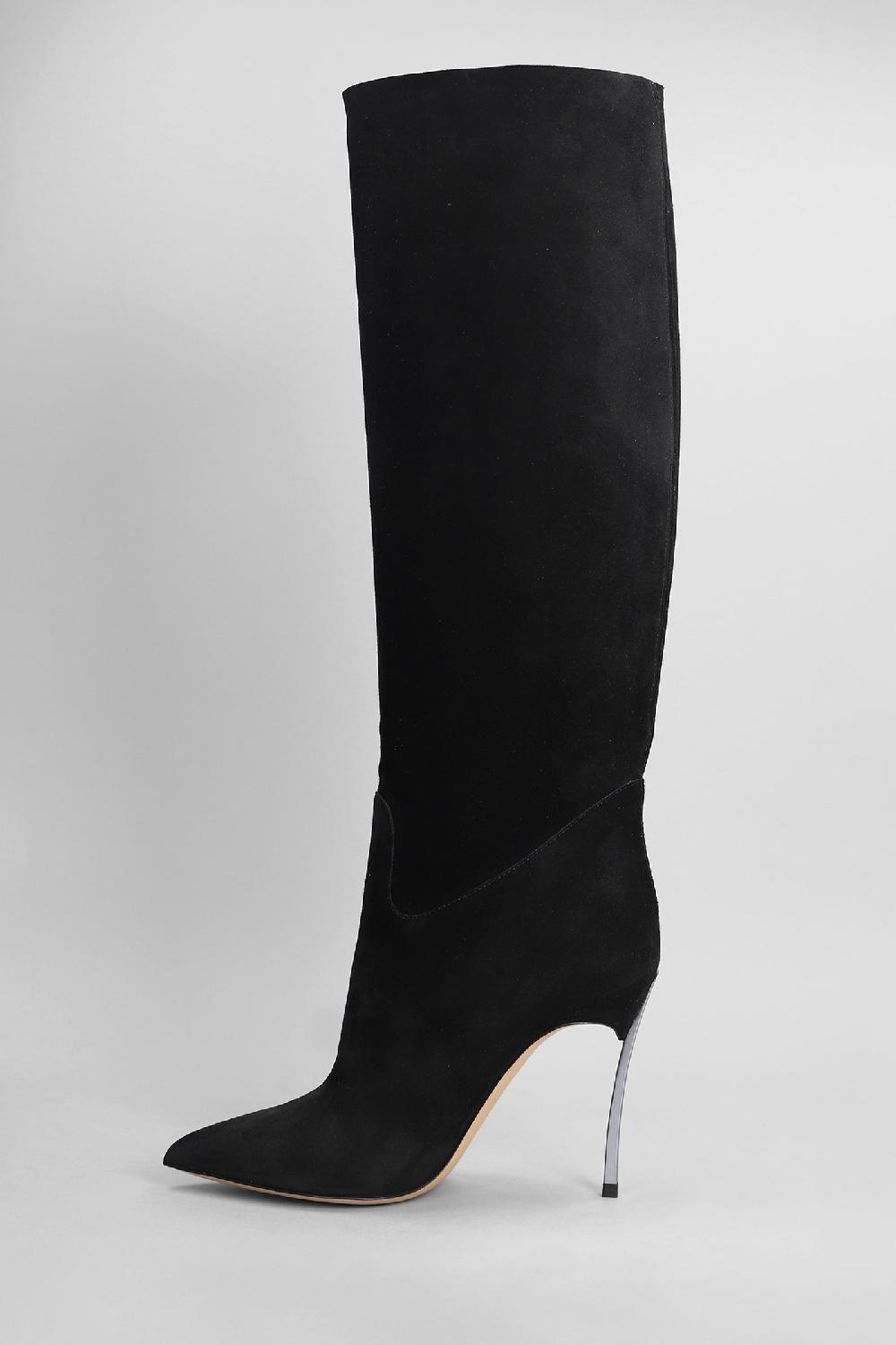 Deliberti Casadei Stivali Tacco Alto Blade In Camoscio Nero Cod. 403394 - Deliberti The Luxury Shopping